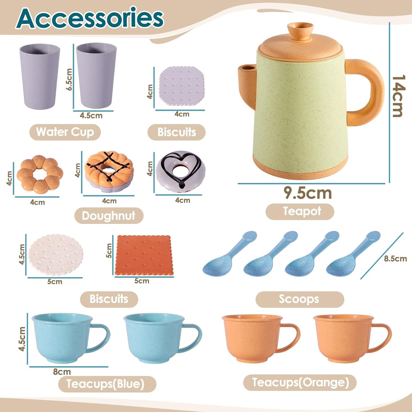 Style-Carry Tea Party Set for Little Girls, Pretend Tea Party Set Play Kitchen Toy Gifts for Kids Toddlers Age 2 3 4 5 6