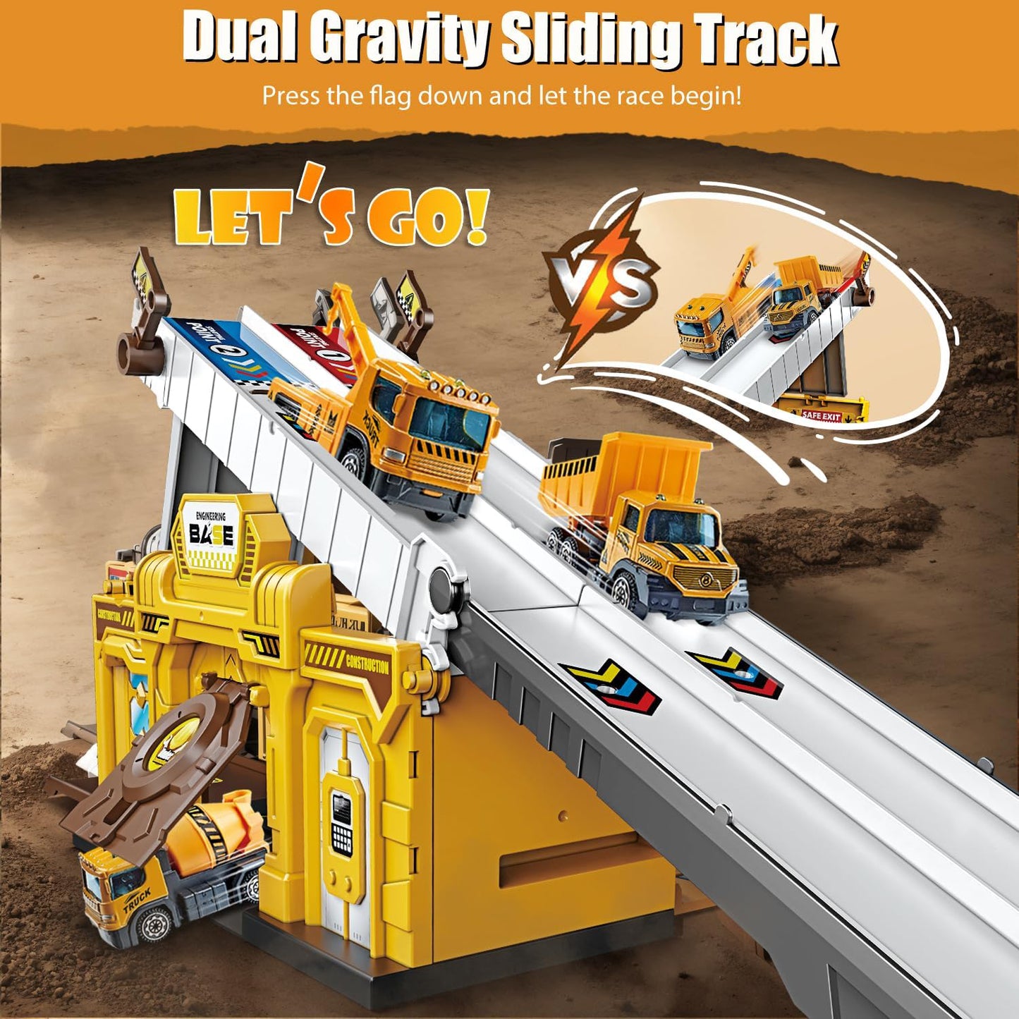 Race Tracks Toys for Boys 3-6 Years, Truck Transport Car Toys, Toddler Racing Car Birthday Gift