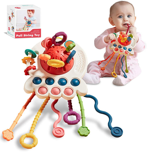 INvench Baby Toys 6-12 Months,Pull String Teething Sensory Toys for 1 Year Old Christmas Gifts