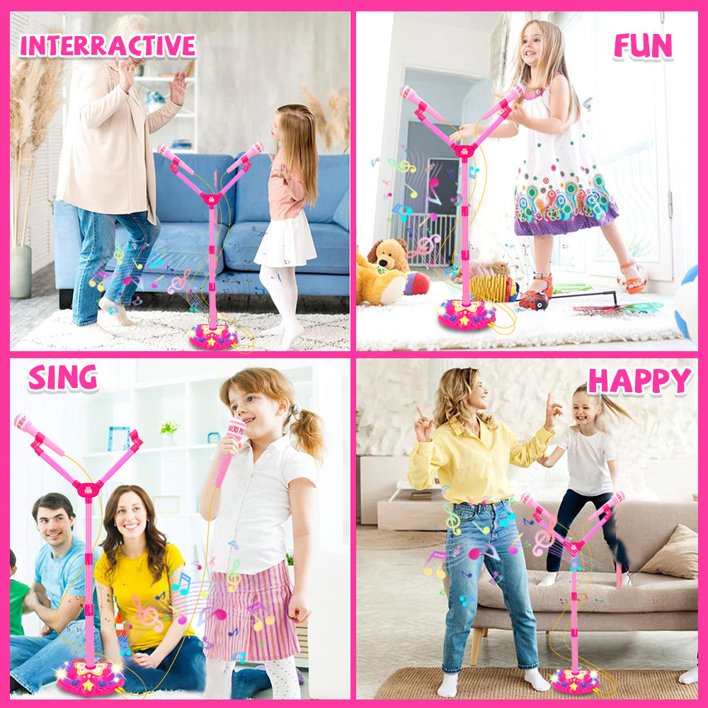 Kids Microphone Toys for Girls 3-6 Years, Karaoke Musical Instrument Toy, Standing Microphone Gift