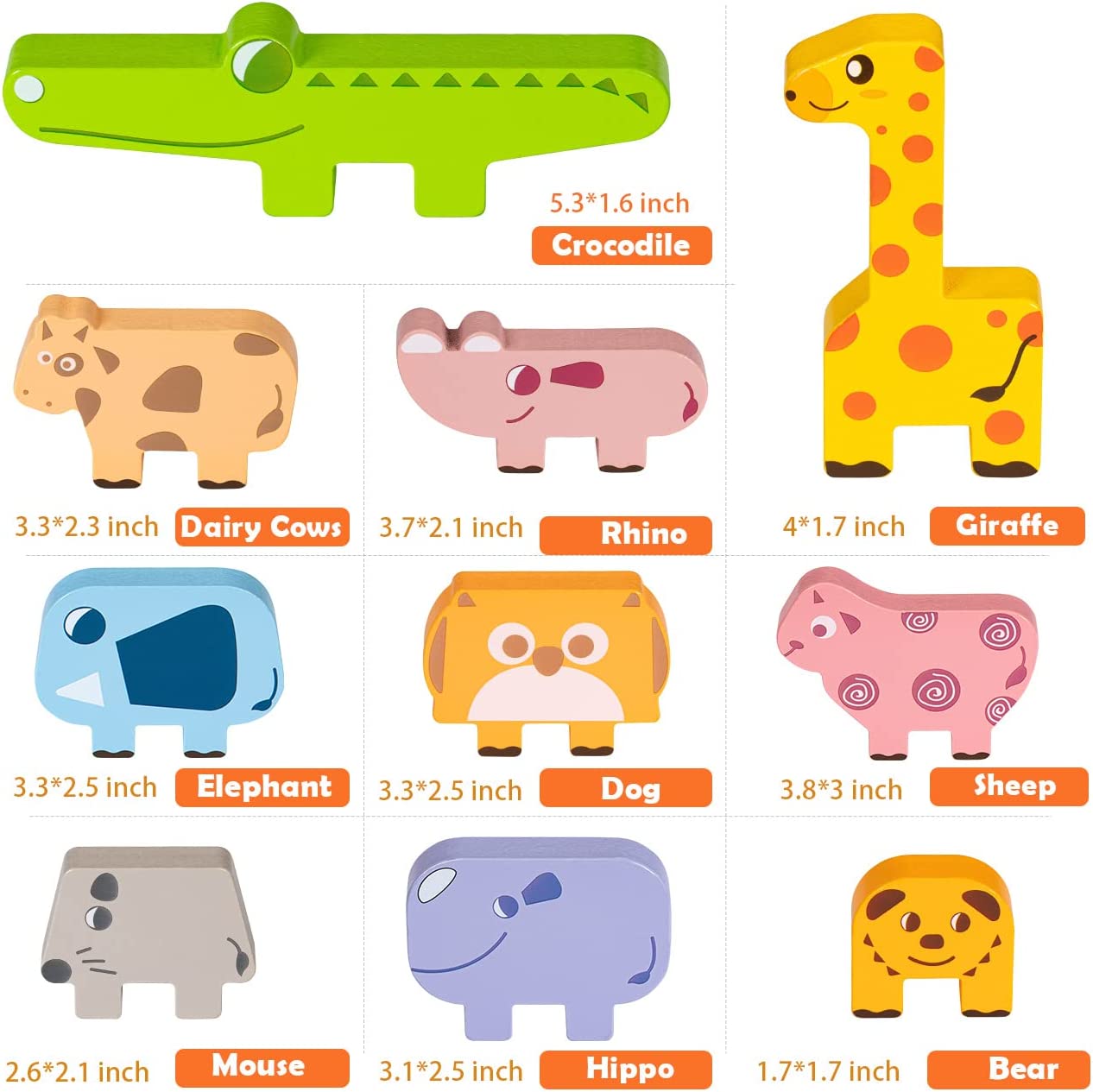 Style-Carry Montessori Toys for Kids 1 2 3, Wooden Stacking Building Blocks Construction Preschool Educational Gifts for Toddlers Boys Girls