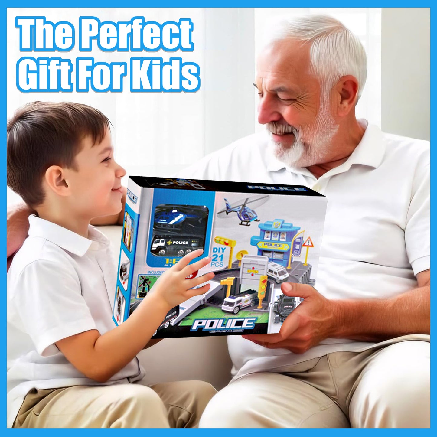 Kids Police Rescue Truck Car Toy, Toddler Toys for 3 4 5 6 Years Old Boys, Birthday Gifts for Boys Toys 3-6 Years