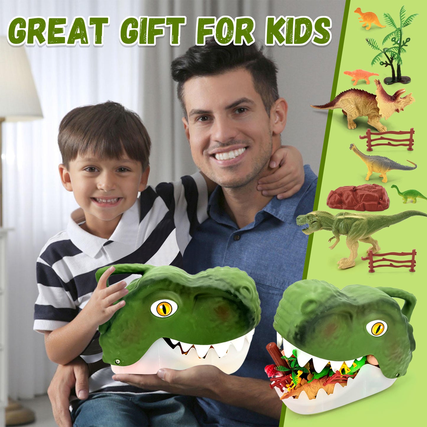 Style-Carry Dinosaur Toys for Kids 3-6 Years, 54Pcs Dinosaurs Figures&Trees&Fence, Dino Toy Gift for Toddler Boys Girls Ages 3 4 5