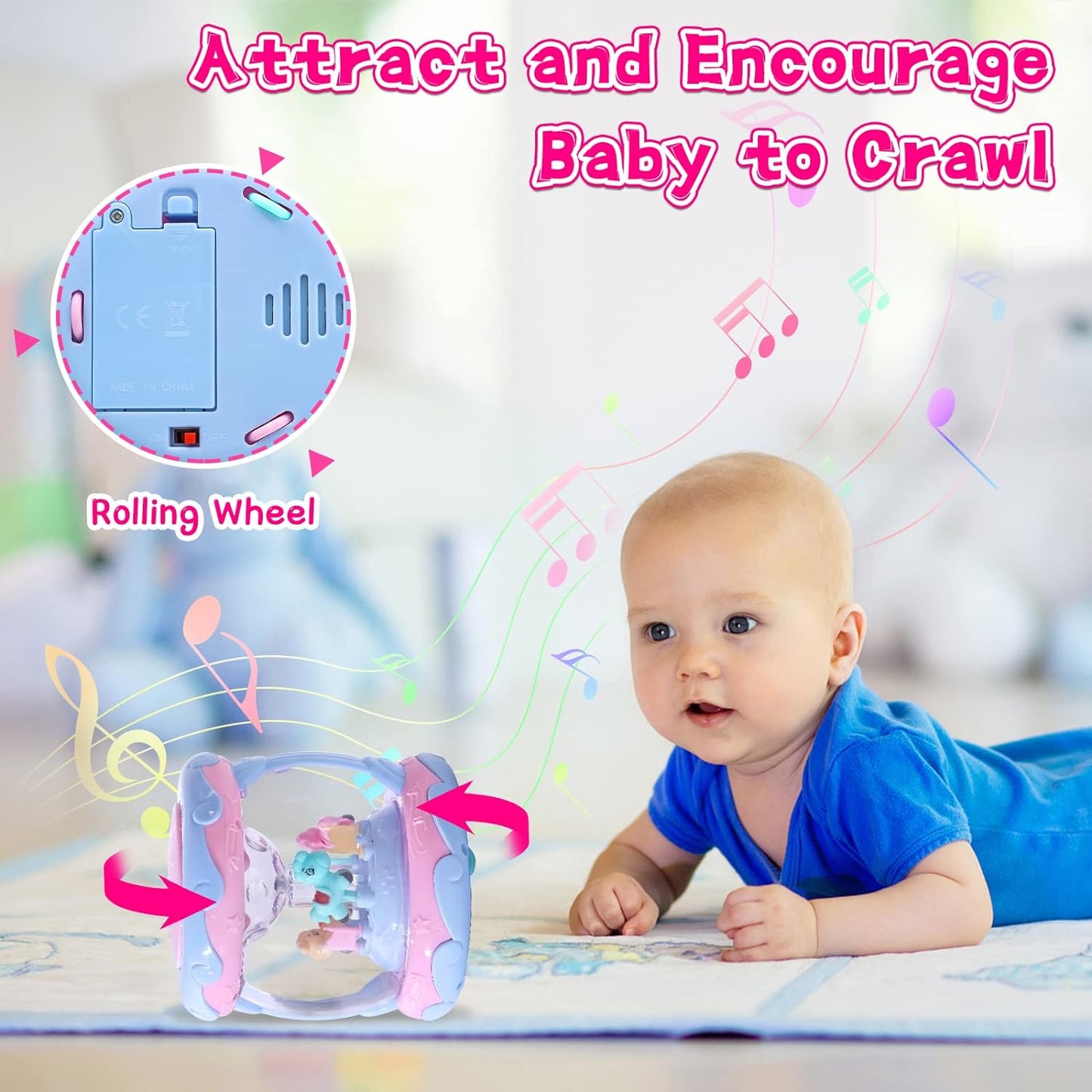 Toddler Toy for 1 Year Old Girl - Rotating Light up Musical Toy - Musical Learning Toys for Baby 6 to 12 Months - Birthday Gifts for Kid 1 2 Years Old