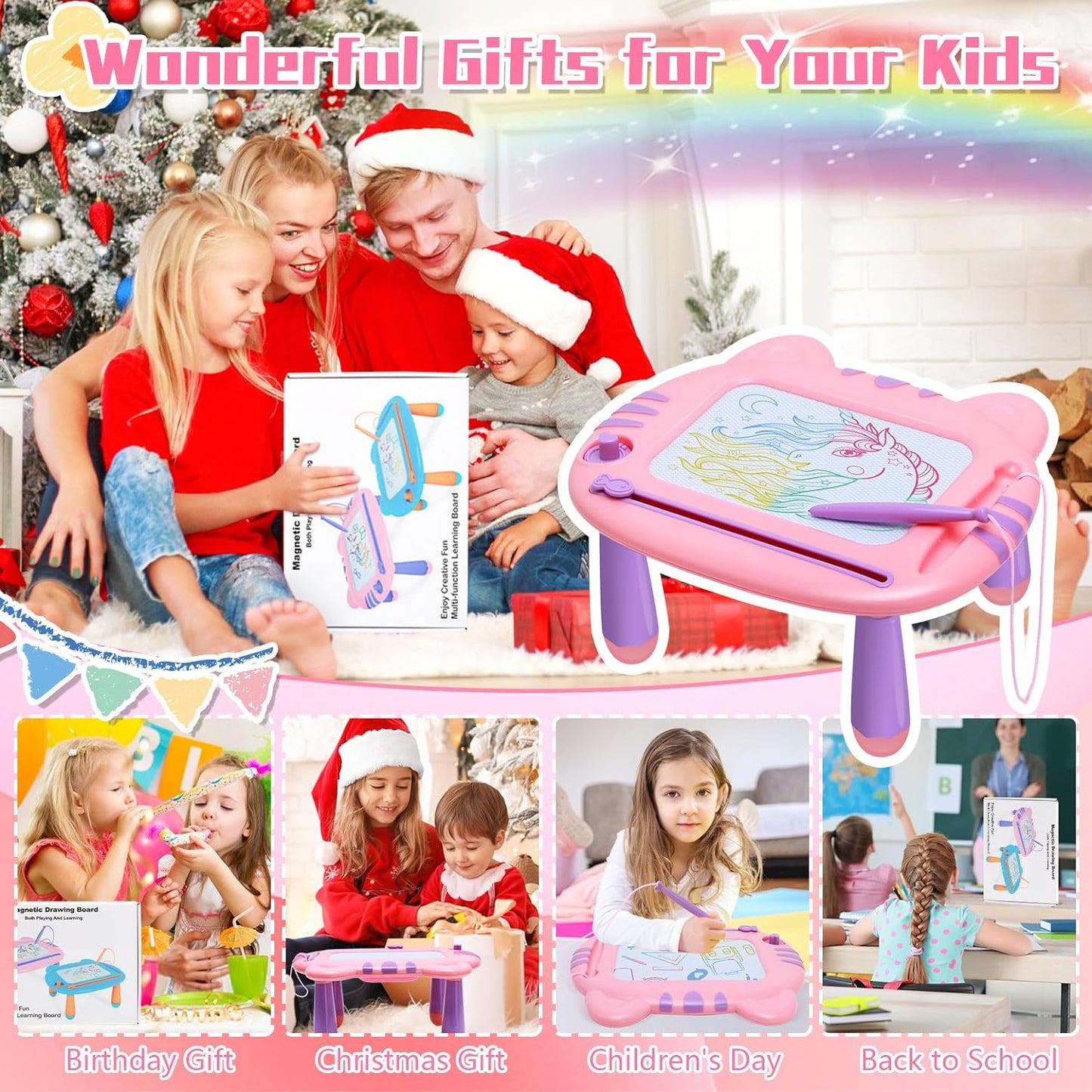 Drawing Doodle Board Toys - Learning Toys for 3 4 5 6 Years Girls - Toddlers Toys for Girls 3-6 Years - Educational Birthday Gifts