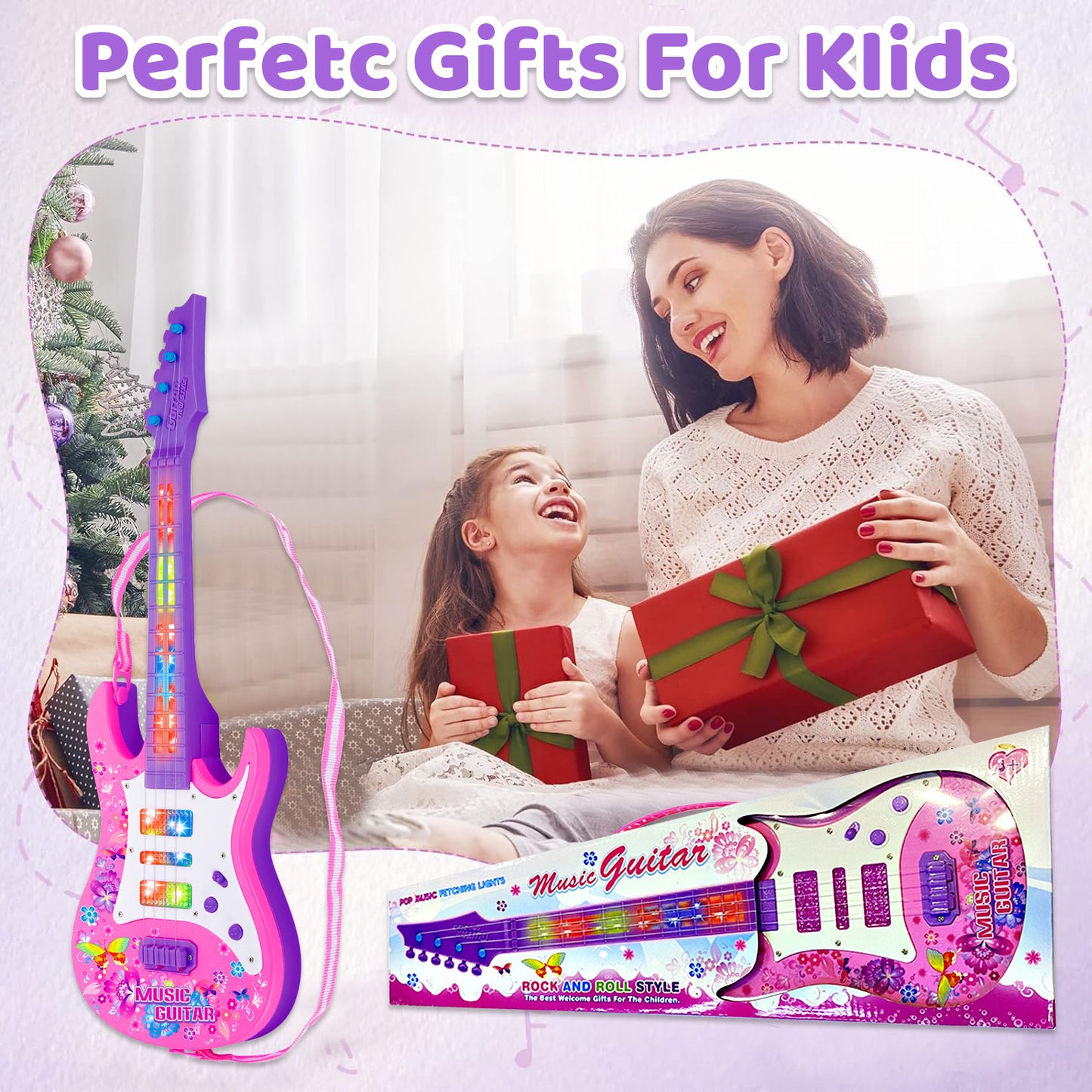 Guitar Toys for Girls 3-6 Years, Musical Instruments for Kids Ages 3+ Years, Toddler Girls Toys 3 4 5 6 Year Old