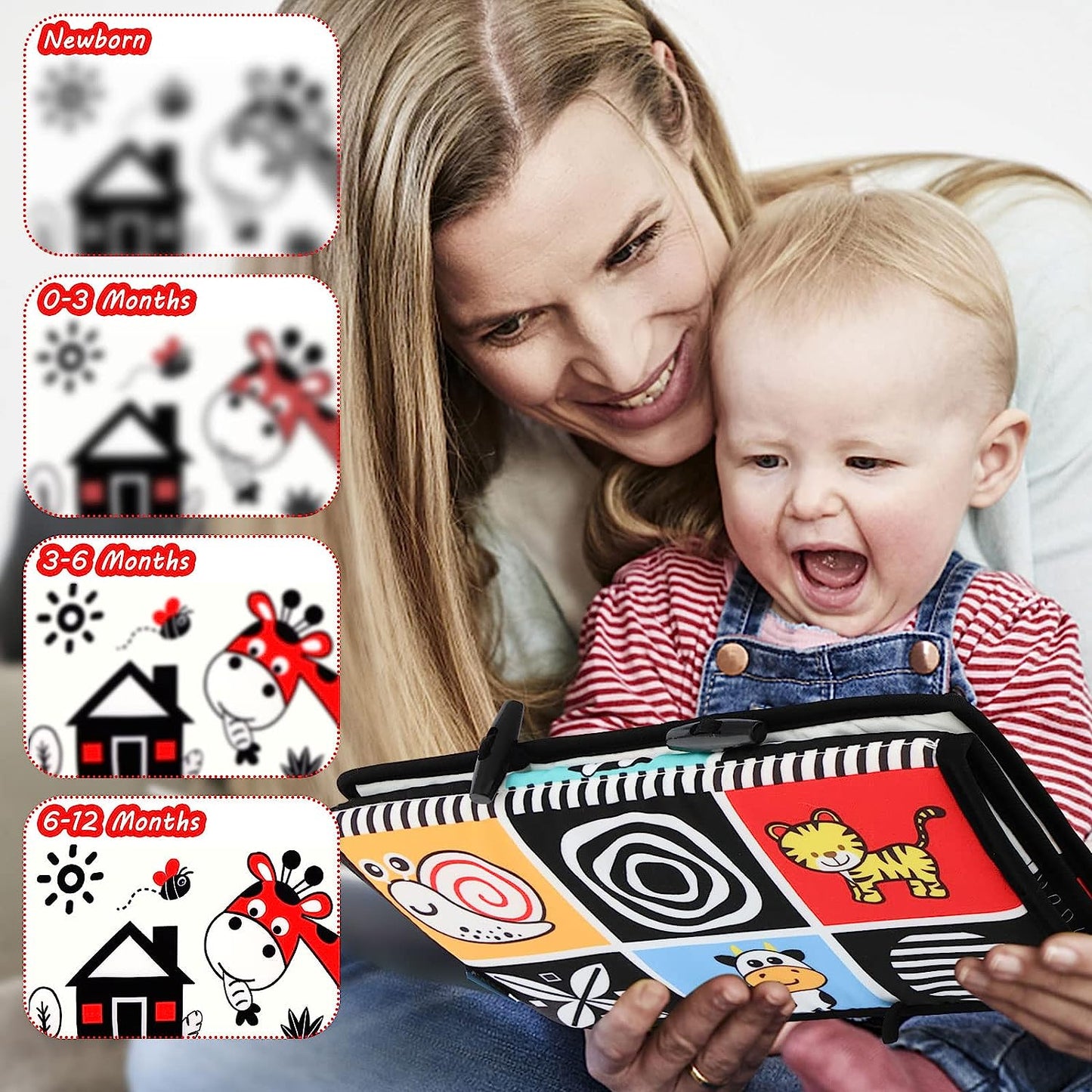 Tummy Time Mirror Newborn Toys Infant Toys 0 3 6 9 Months, Baby Toys 0 6 Months, Black and White High Contrast Baby Toys 0 3 4 6 9 12 Month Boys Girls Sensory Toy