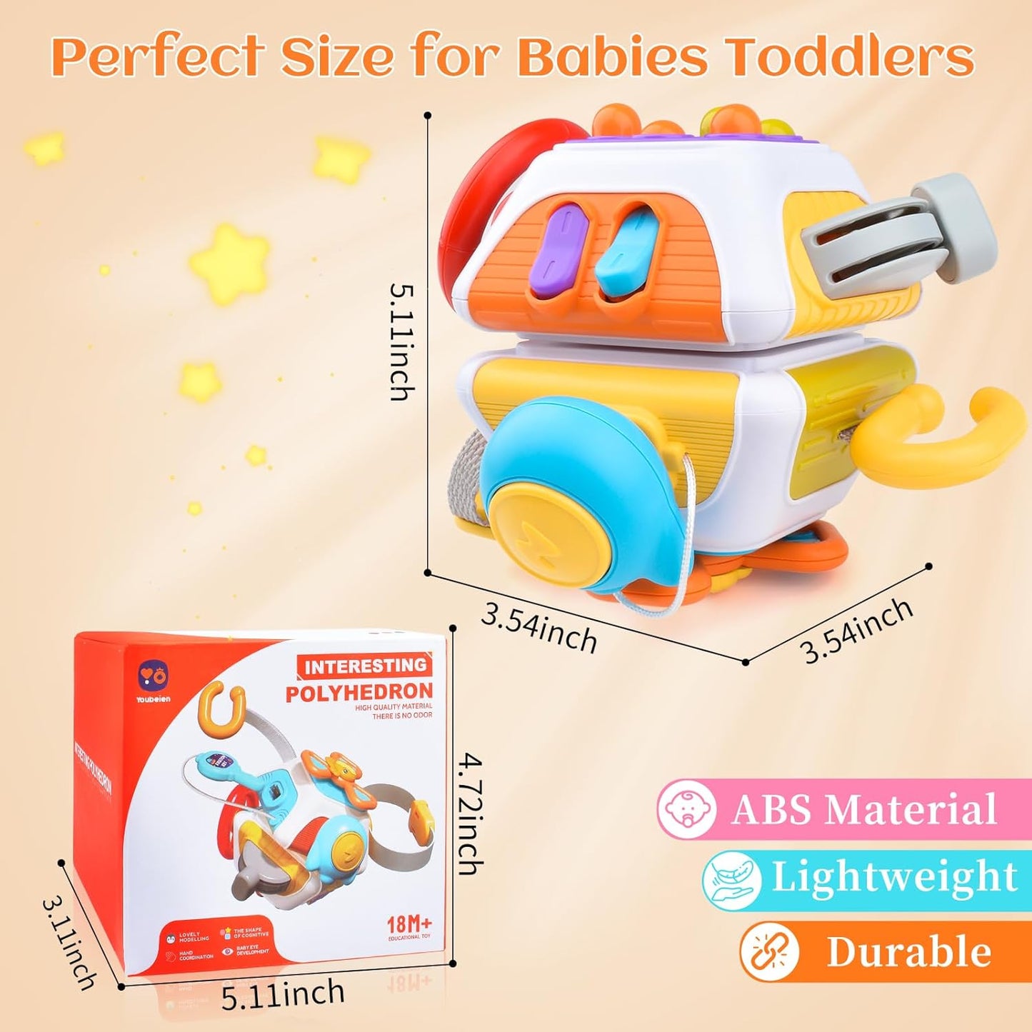 Style-Carry Montessori Sensory Toys, Busy Cube, Toy for Toddlers 1-3, Learning Educational Toys for 1 2 3 Year Old Boys Girls