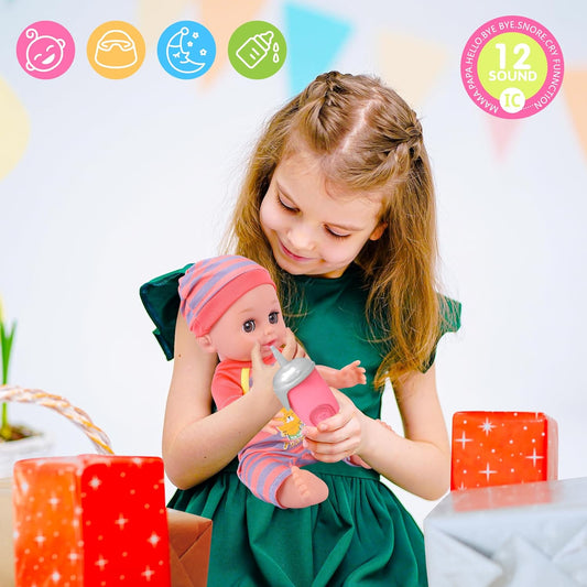 Baby Care Doll Toys Set Toy Set for Girls 2 3 4 5 Year Old, Pretend Play Toddler Toys, Birthday Gifts for Age 3-5 Years Girls
