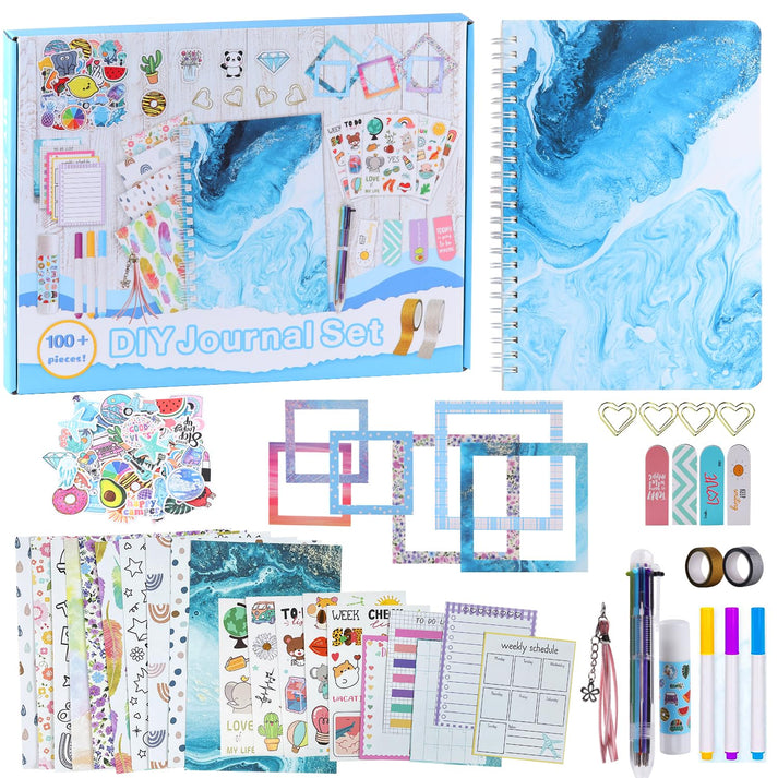 93 Pcs Blue Ocean Waves Theme DIY Journal Kit, Journaling Art Craft Se ...