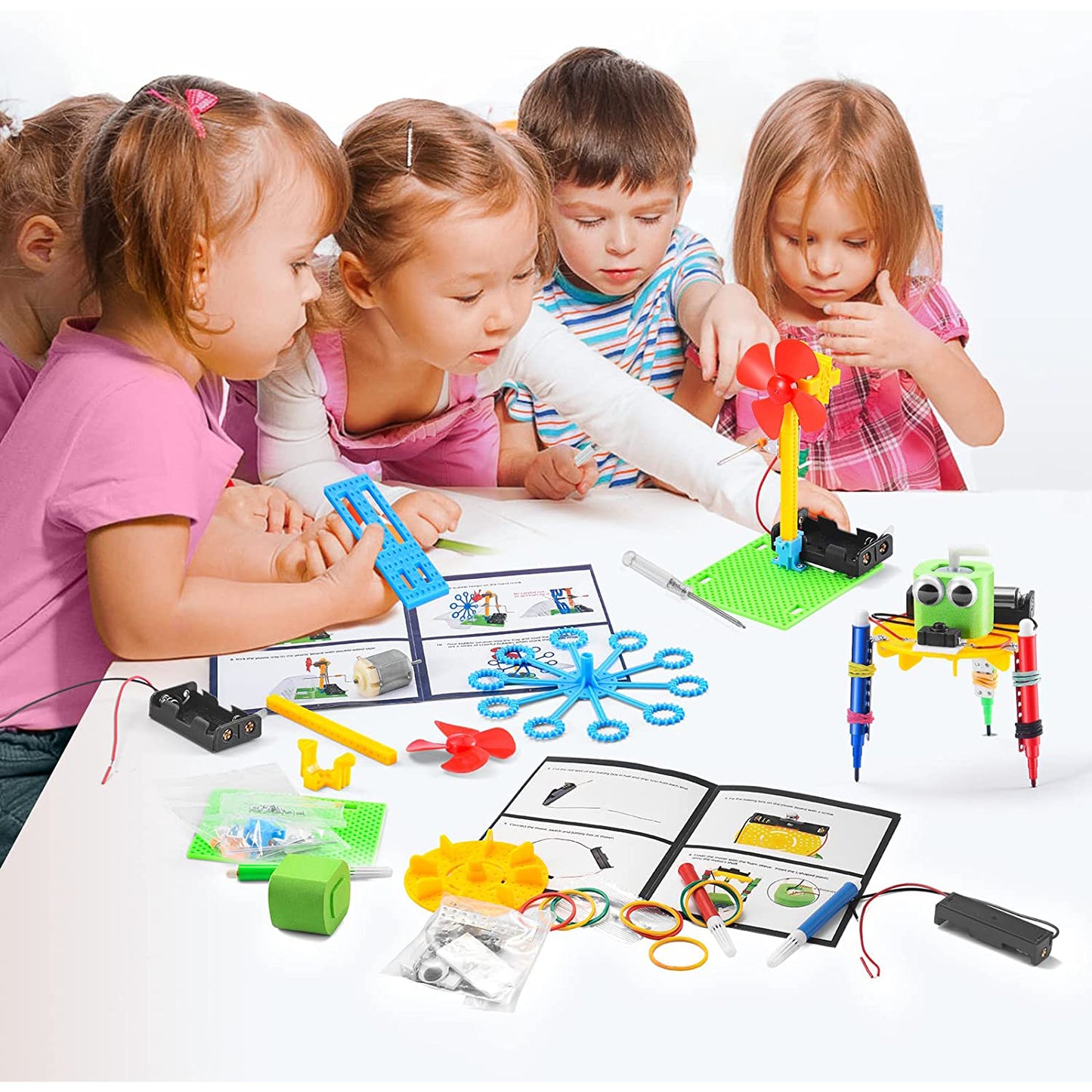 STEM Robotics Kit, 6 Set Electronic Science Experiments Projects for Kids, Boys Toys Ages 7 8 9 10 11 12 Years Old, Physics stimulated, DIY Engineering Robotic Building Kits for Boys
