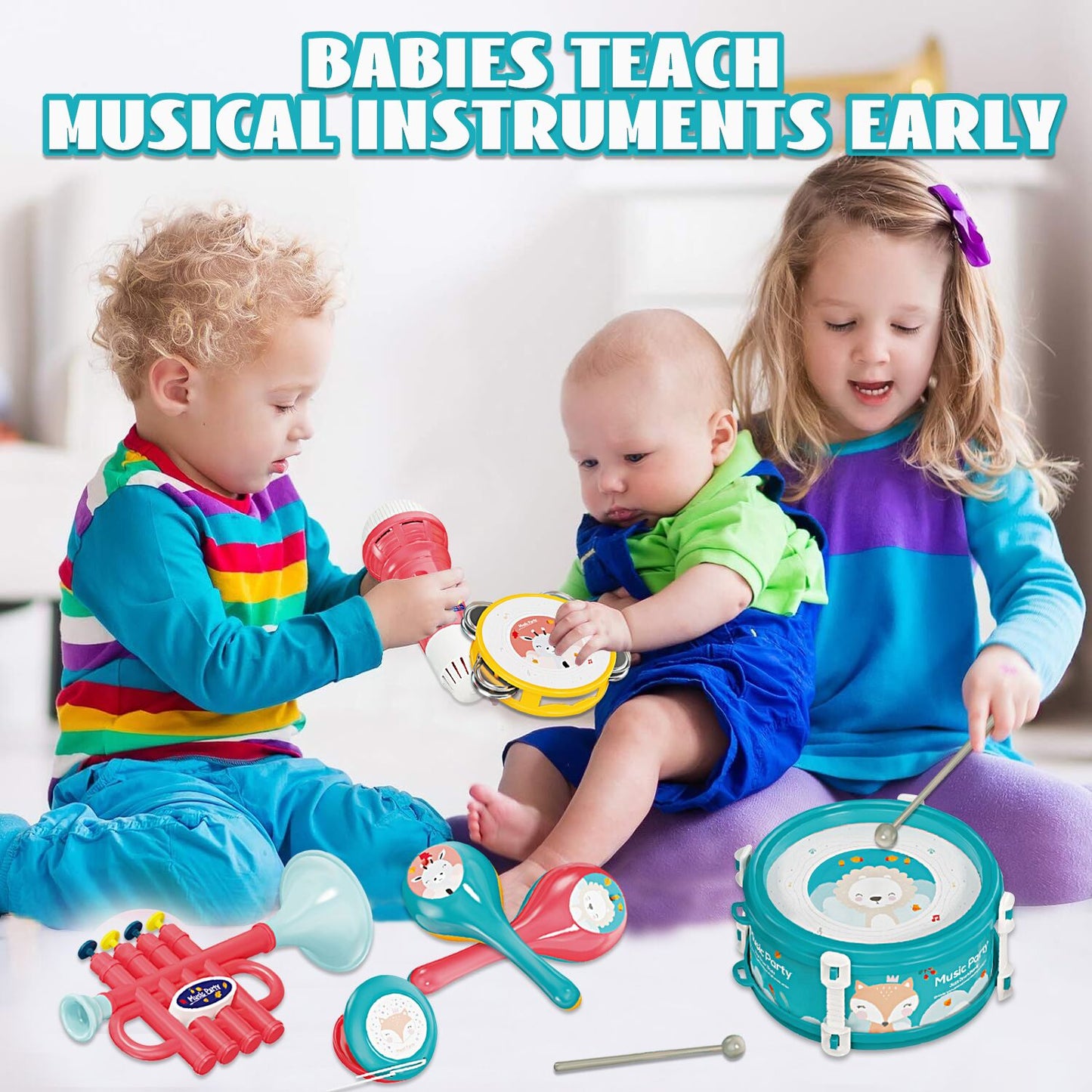 Musical Instruments Set, 8 in 1 Musical Toy for Toddlers 1-3, Baby Toys for 12-24 Months, Learning Toys for 1 2 3 Year Old Boys Girls