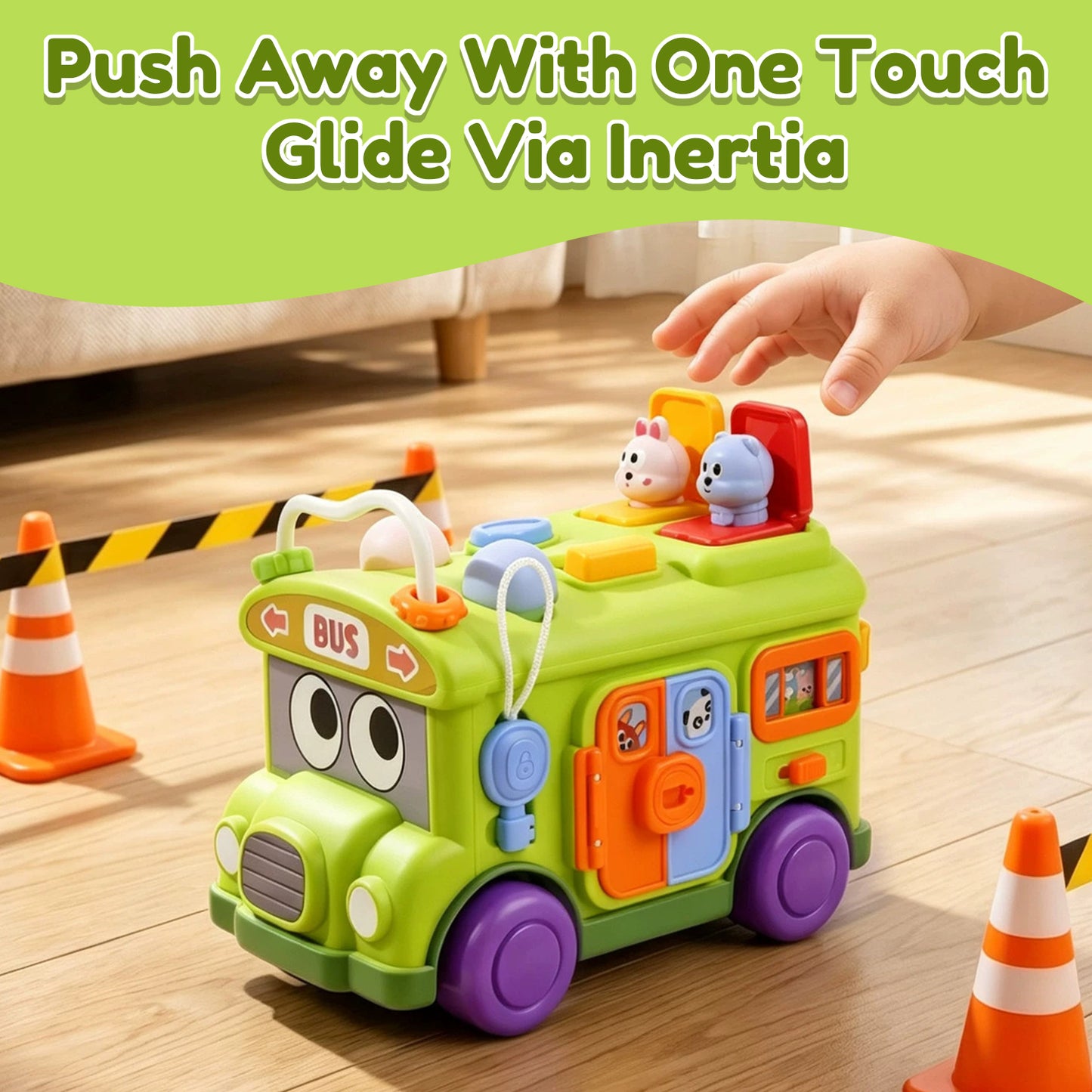 Baby Bus Toy for 1 Year Old, Montessori Toy for 6-12 Months Boys Girls, Learning Educational Toys for Toddlers 1-3