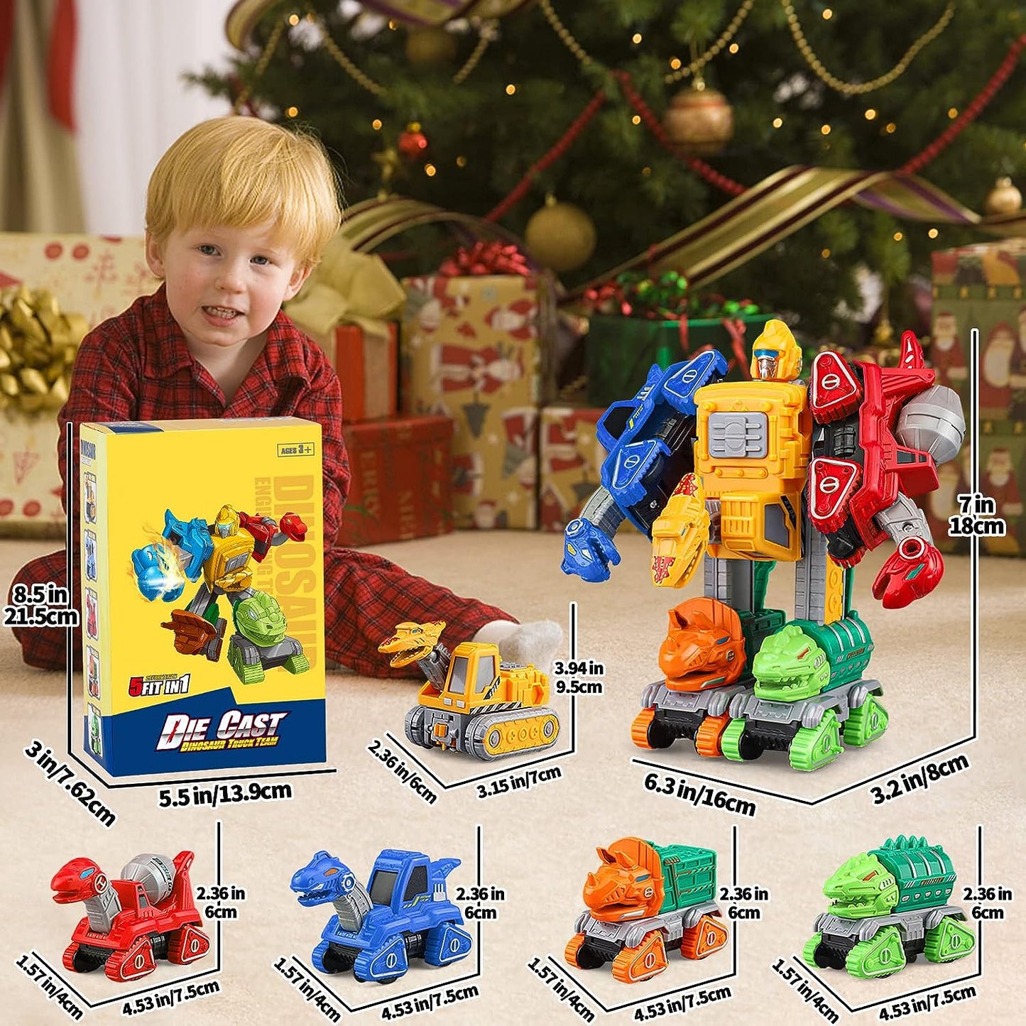 Dinosaur Transforming Toys for 4-6 Years Old Boys, Transform Action Figures Robot Toys for 3 4 5 6 Year Old Boys