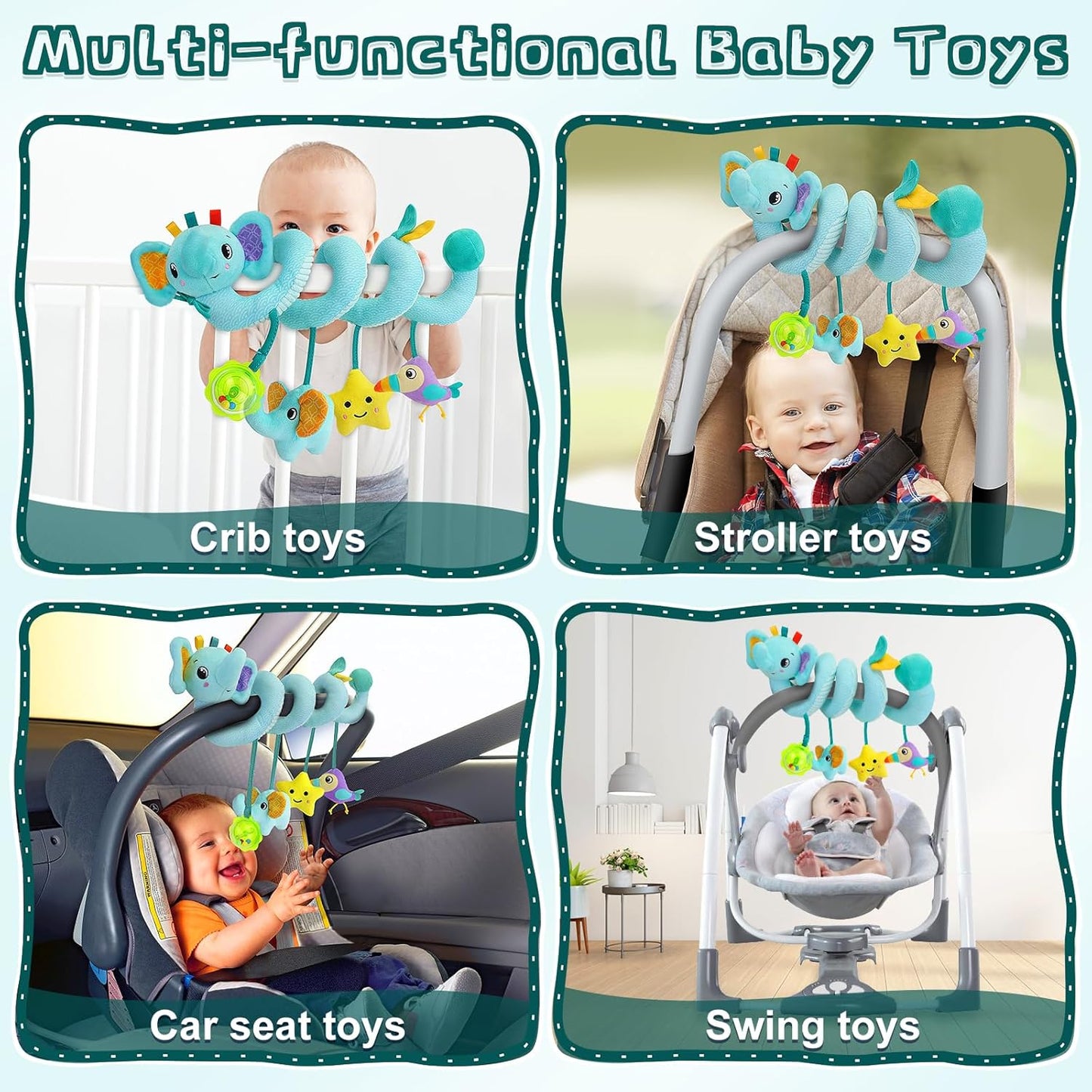 Baby Toys 3-6 Months,Toddler Car Seat Toys 3 4 5 6 Months, Stroller Toy with Teether Rattles Toys for Infant 3-6 Months Christmas Gifts