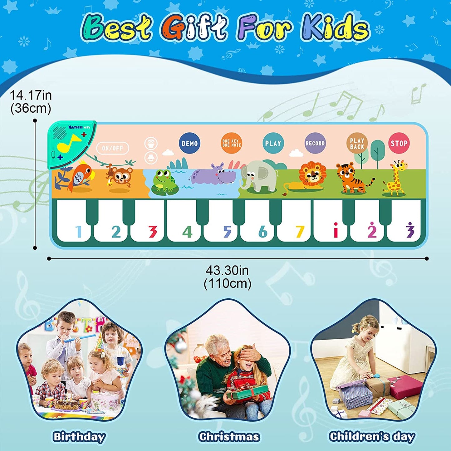 Baby Toys for 12-24 Months, Baby Piano Mat, Music Keyboard Touch Playmat Early Education Learning Musical, Toys for 1 2 3 Years Old Girls Boys