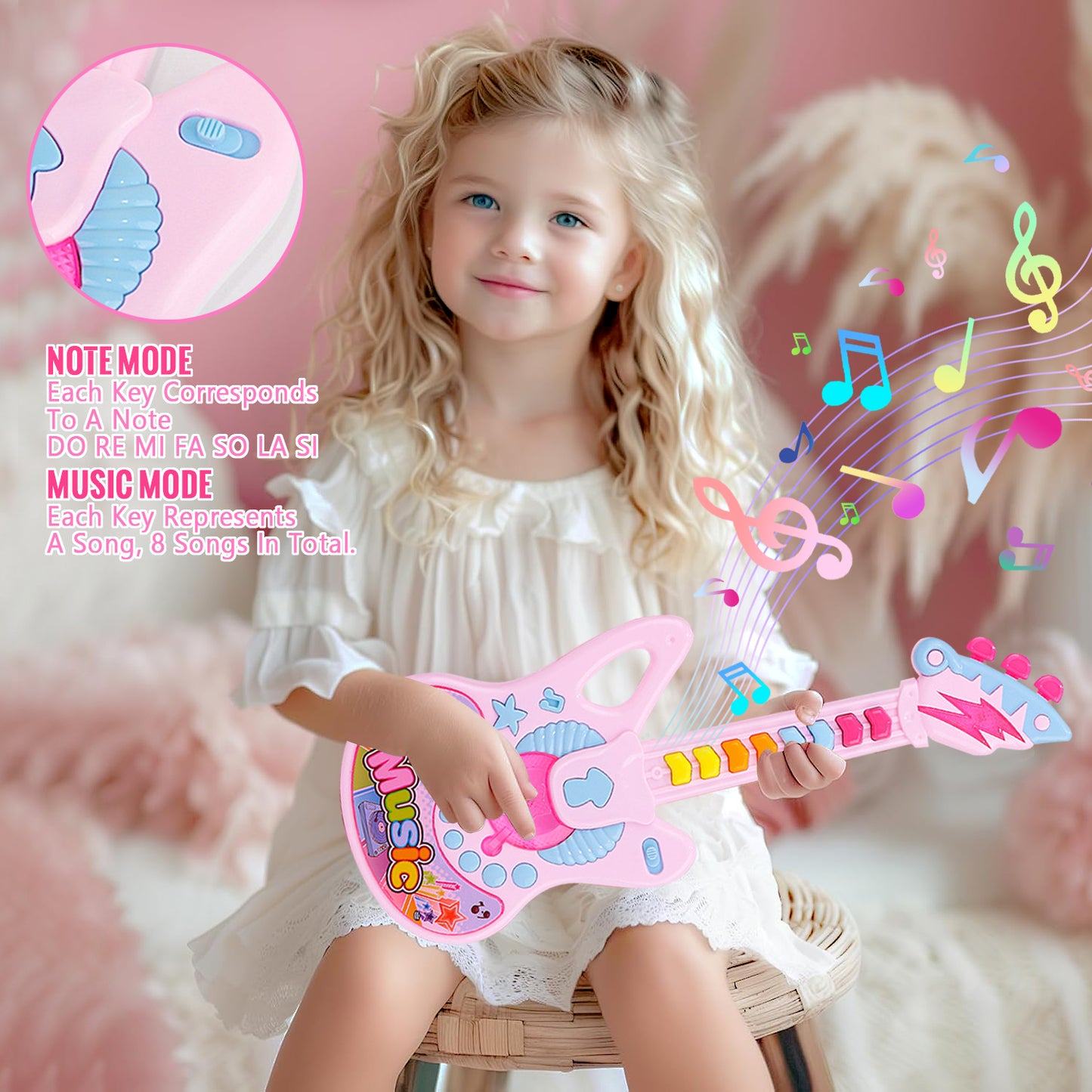 Guitar for Kids Girls Toys Ages 4-6, Musical Instruments Toys for Girls 2 3 4 5 Year Old, Musical Toys for Girls 3-6 Years