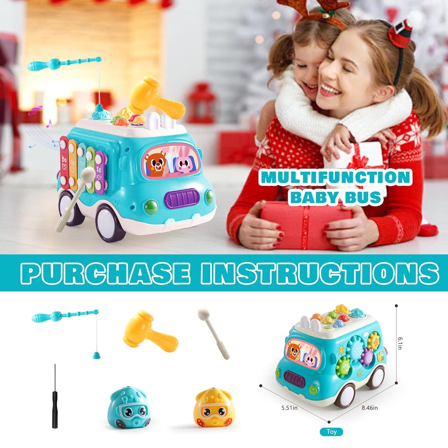 Montessori Toys for 1 Year Old Girl Gifts, 12-in-1 Musical House Toddler Learning Toys for 1-2, 1st First Birthday Gifts for Girls and Boys Baby 6-12 12-18 6-24 Months