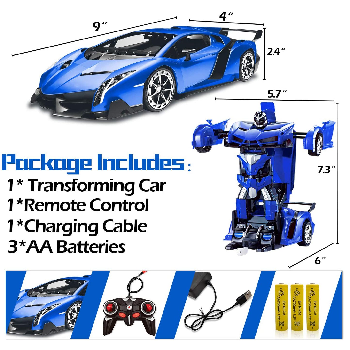 Remote Control Cars, Transform Car Robot, RC Cars for Kids, Boys Gifts Ages 6 7 8 9 10 11 Year Old Gift