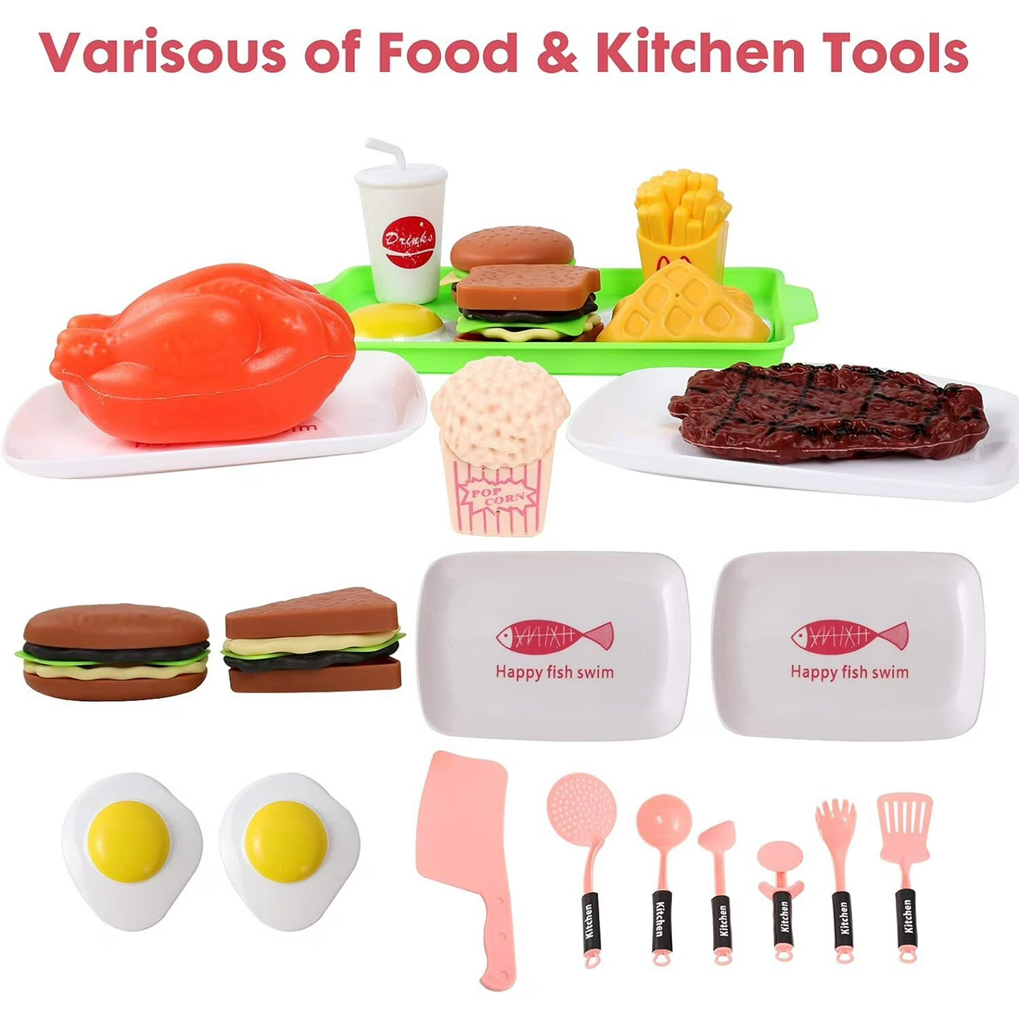 Kids Microwave Toy, Play Kitchen Accessories and Play Food for Toddlers 3-6 Year Old Girls Boys