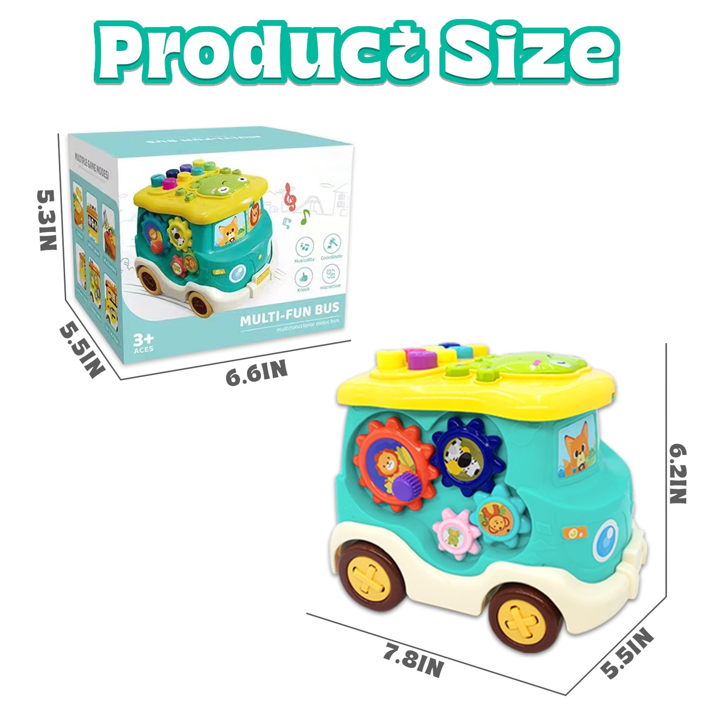 Baby Toys for 6 12 Months, Learning Toys for 1 2 3 Year Old Boys Girls, Light up Musical Busy Board Toy for Toddlers 1-3, Baby Toys for 12 24 Months