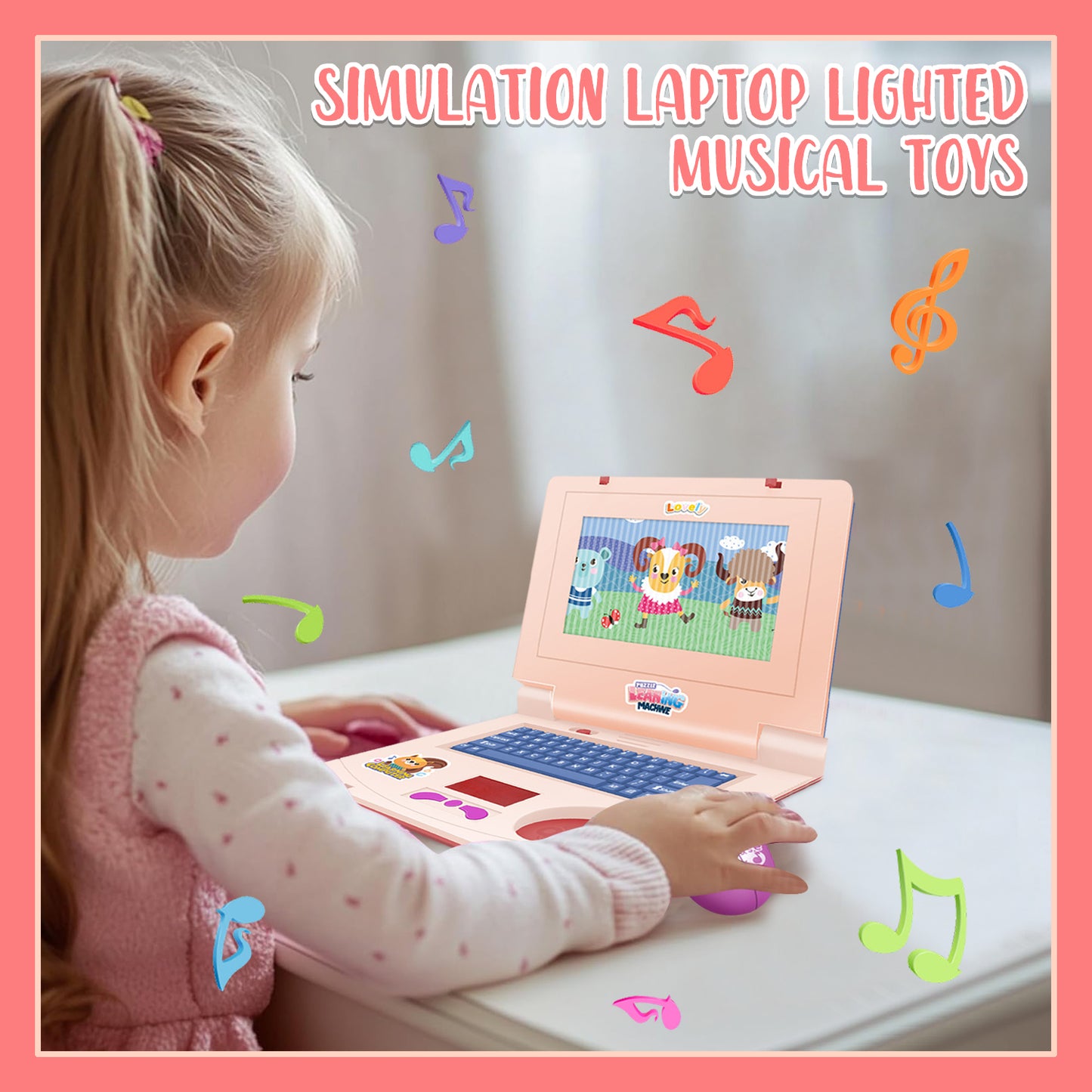 Kids Laptop, Learning Computer Toys for Toddlers 3-5-7 Year Old Girls, Educational Learning Computer Toys for Girls 3 4 5 6 Year Old