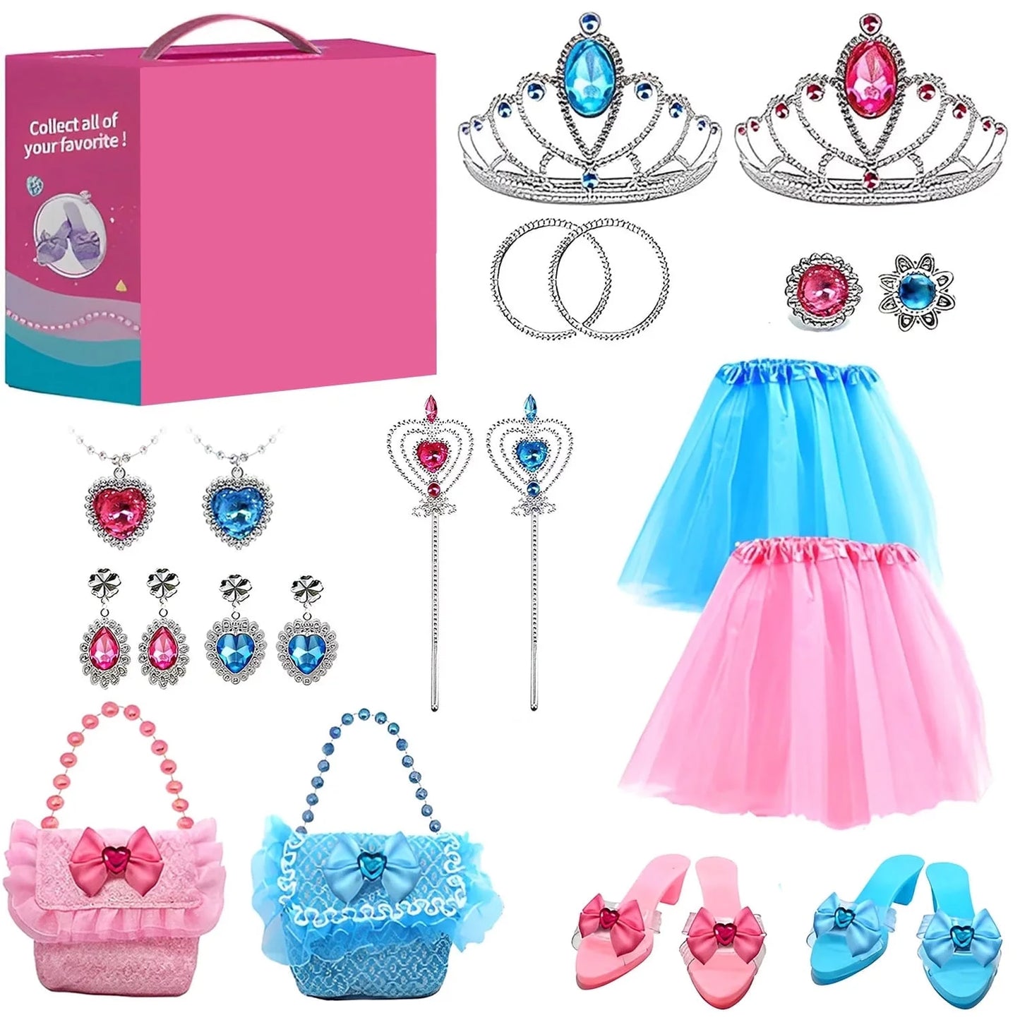 Princess Dress Up for Girls - Toddler Girls Role play for 3 4 5 6 7 Year Old - Pretend Play Birthday Christmas Gifts - Princess Dress Up for Girls 3-6