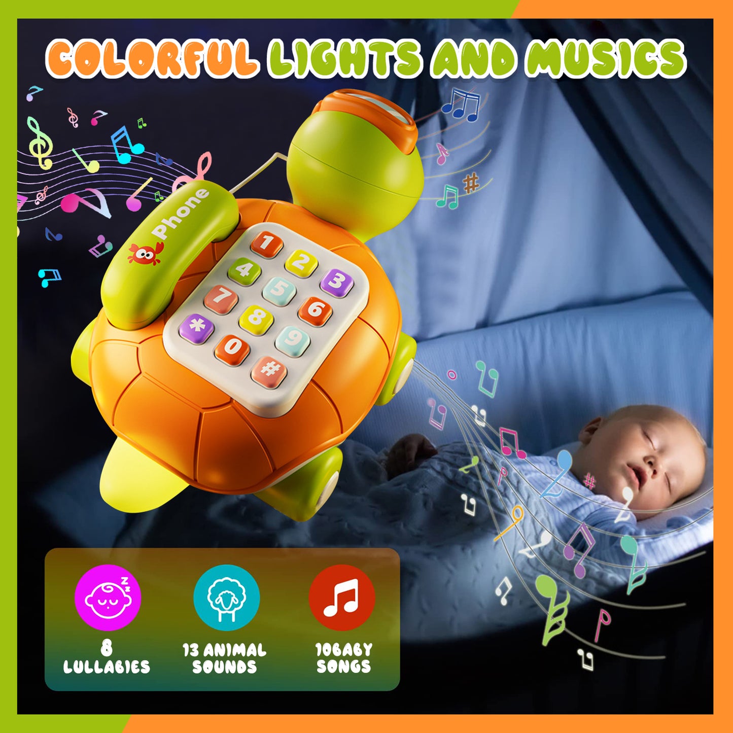 Style-Carry Baby Toys 6 to 12 Months, Musical Turtle Crawling Toys, Early Learning Toy with Light & Sound, Gifts for Boy Girl 1 Year Old
