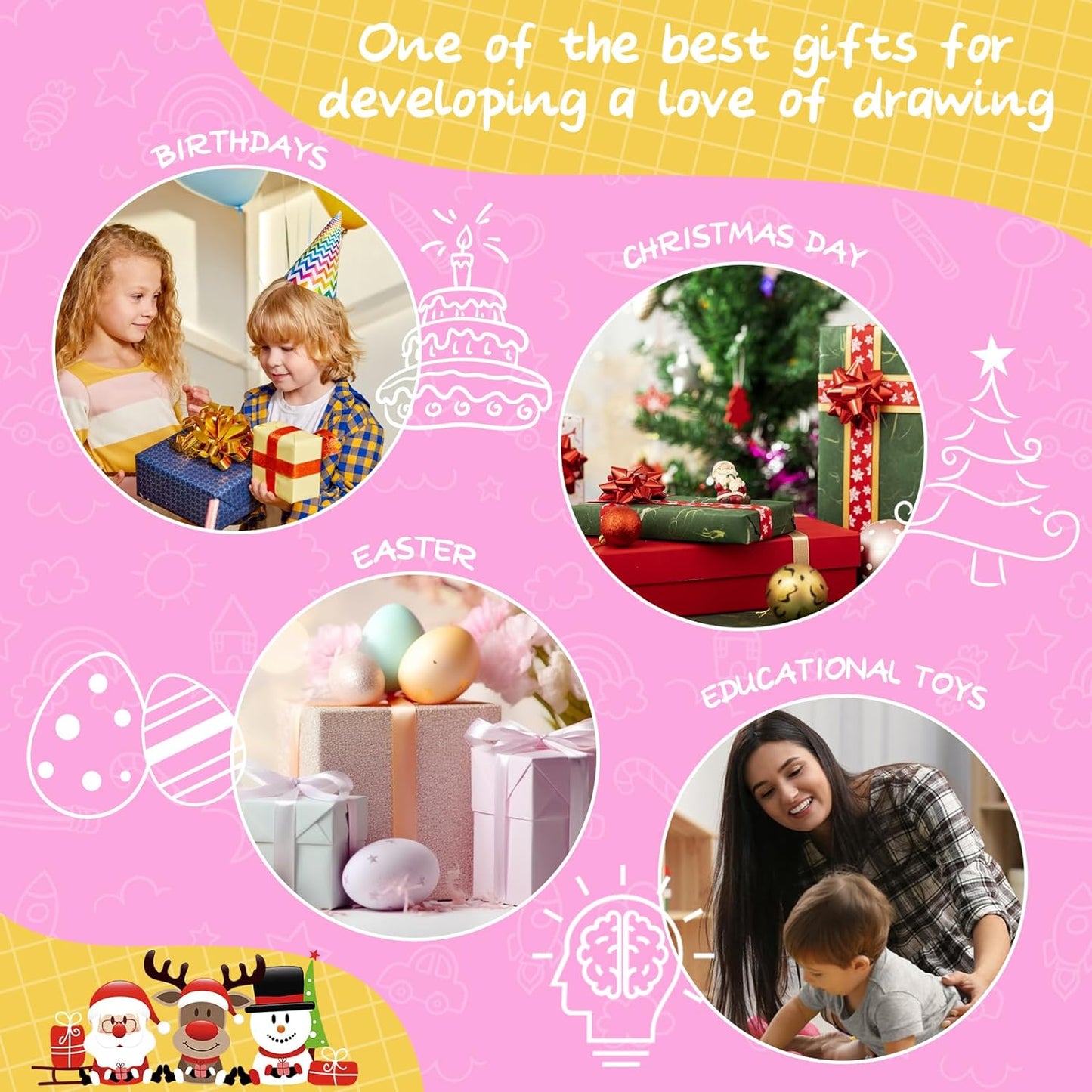 Learning Toys for 2 3 4 5 6 Years Old Boys Girls, Educational Toddlers Toys for 2 3 4 Year Old Boys Girls, Drawing Board for Toddlers 1-3 Birthday Gifts(Pink)
