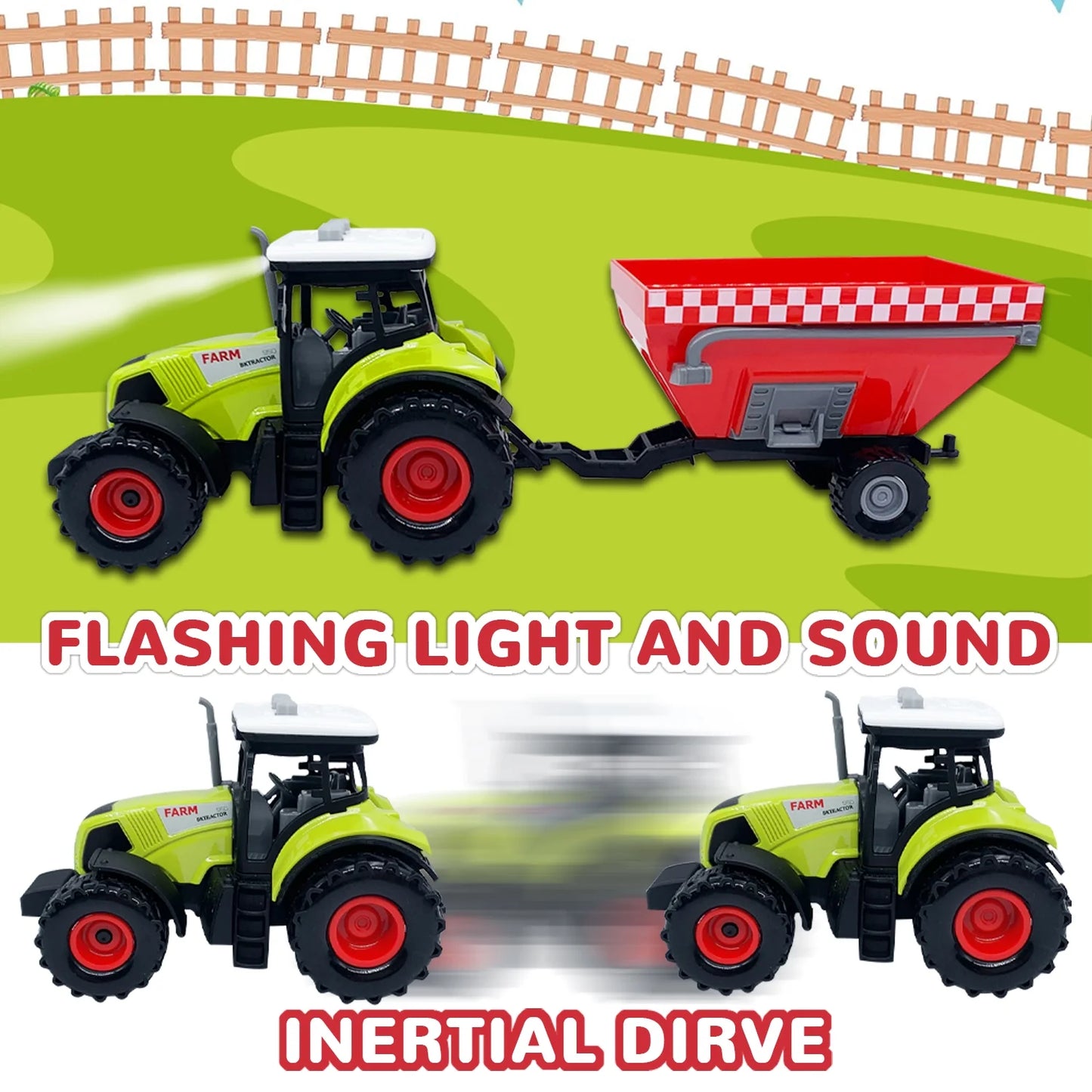 Farm Animal Tractor Toys, Barn Toy Combine Harvester Tractor, Car Toy for 3 year old Boys, Tractor Toys for Boys 3-6 years