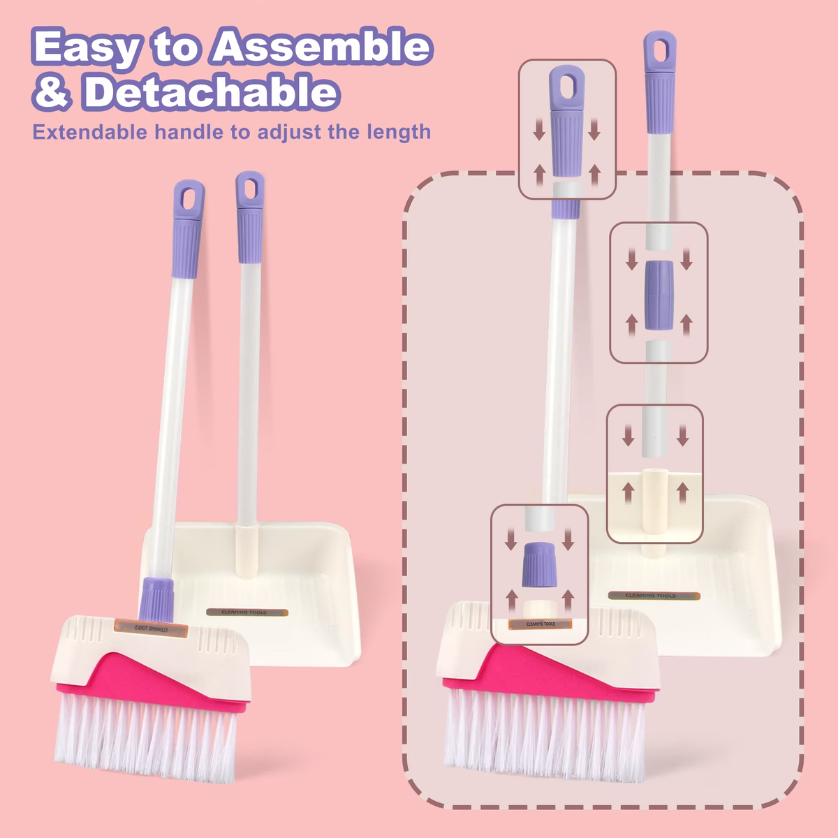 Cleaning Set for Kids, Mop Broom & Dustpan Set, Cleaning Tool Toys for 2-4 Year Old, Kitchen Cleaning Toy for Toddlers Birthday Christmas Gifts