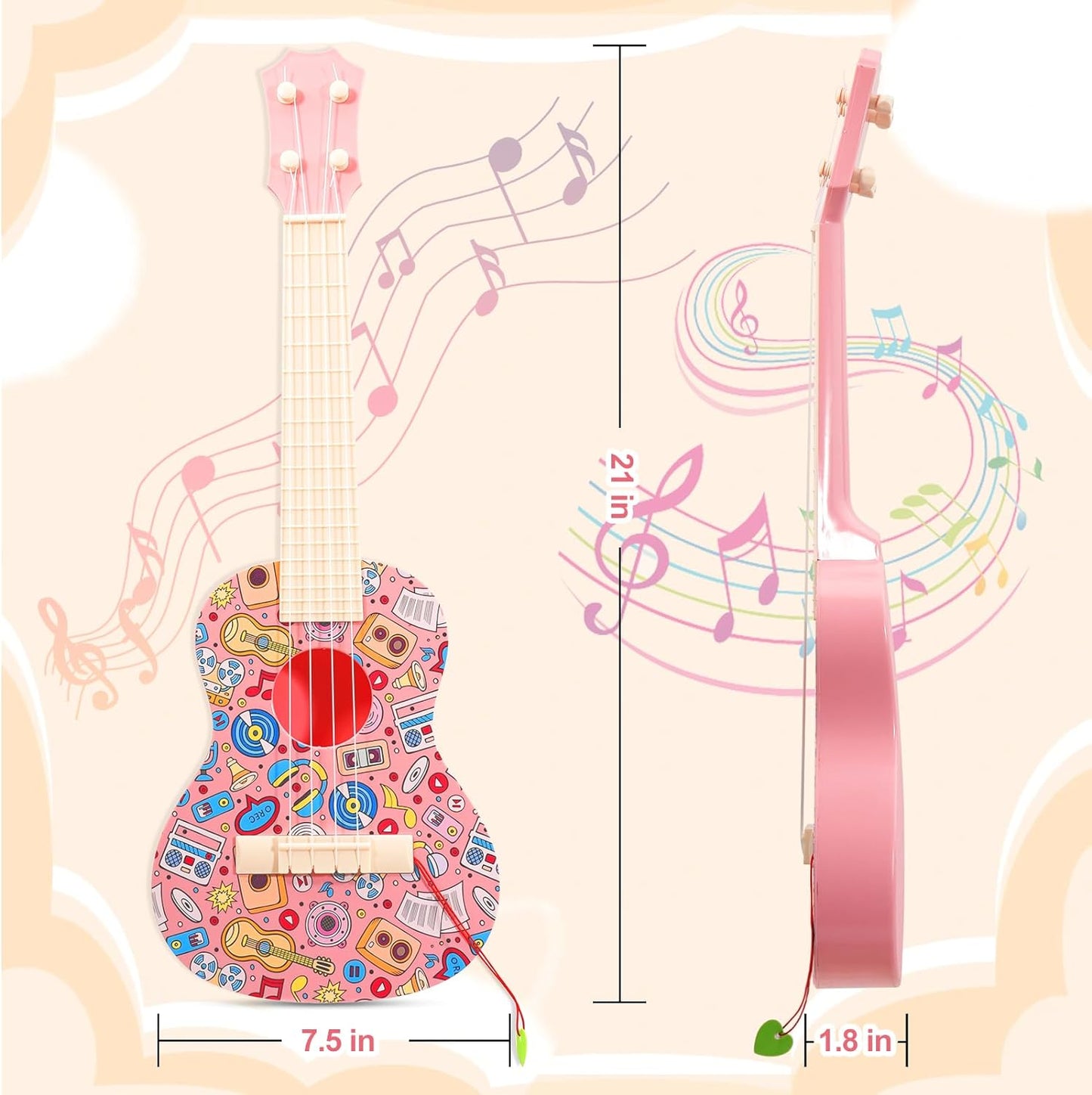 Kids Guitar Toy, Musical Instruments Learning Educational Toys, Guitar Toys Toy for Toddler Kid Girls Children Age 4 5 6 7 8 9 10 Year Old