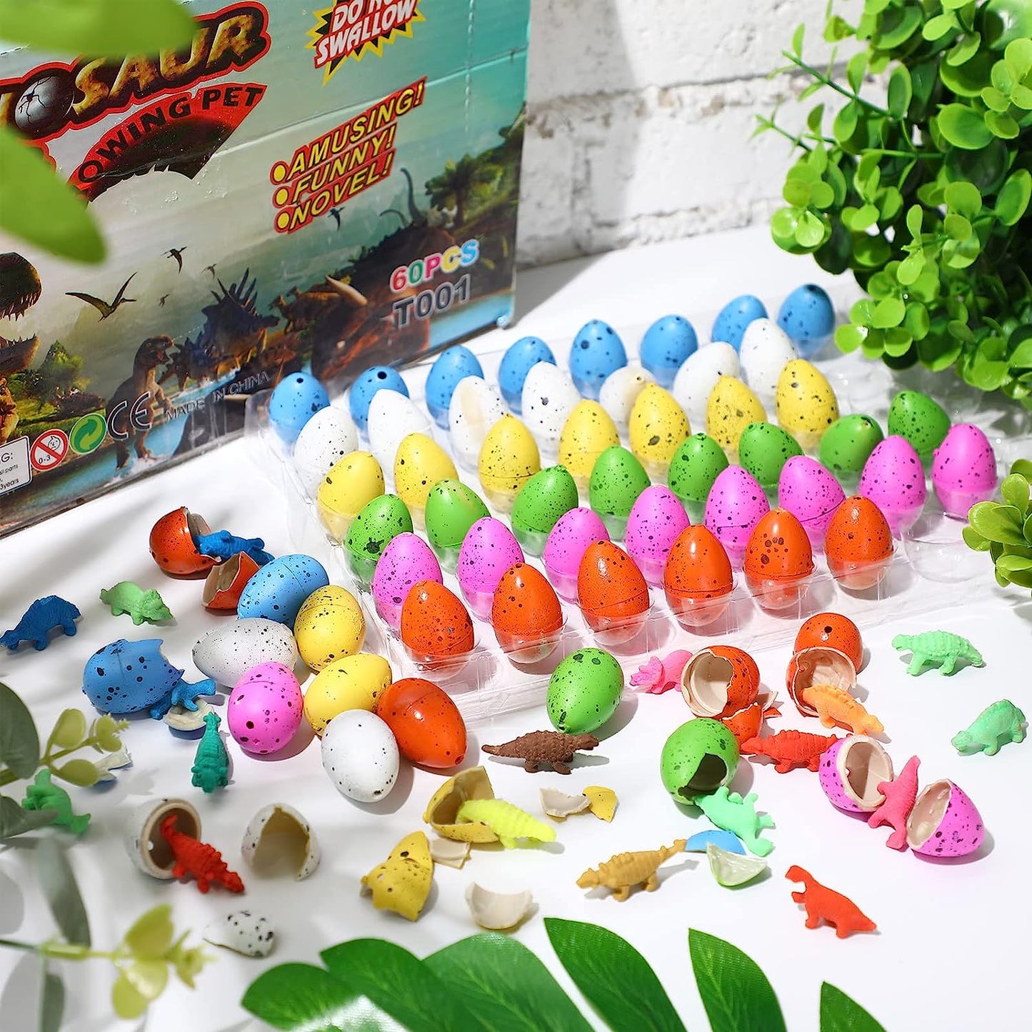 60 Pcs Hatching Dinosaur Eggs - Birthday Party Supplies - Dinosaur Party Supplies for Kids 3-12 - Party Favors Goodie Bags