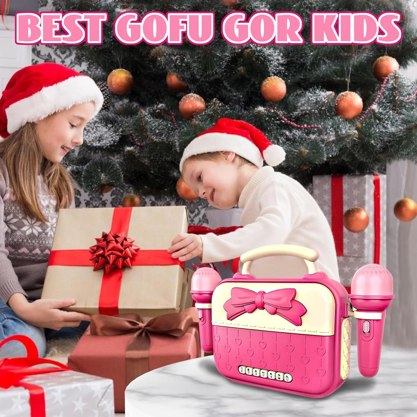 Kids Microphone Toys for Girls 3-6 Years, Karaoke Machine for Kids Girls Toys Ages 4-6, Musical Toys for Girls 3 4 5 6 Year Old, (Pink)