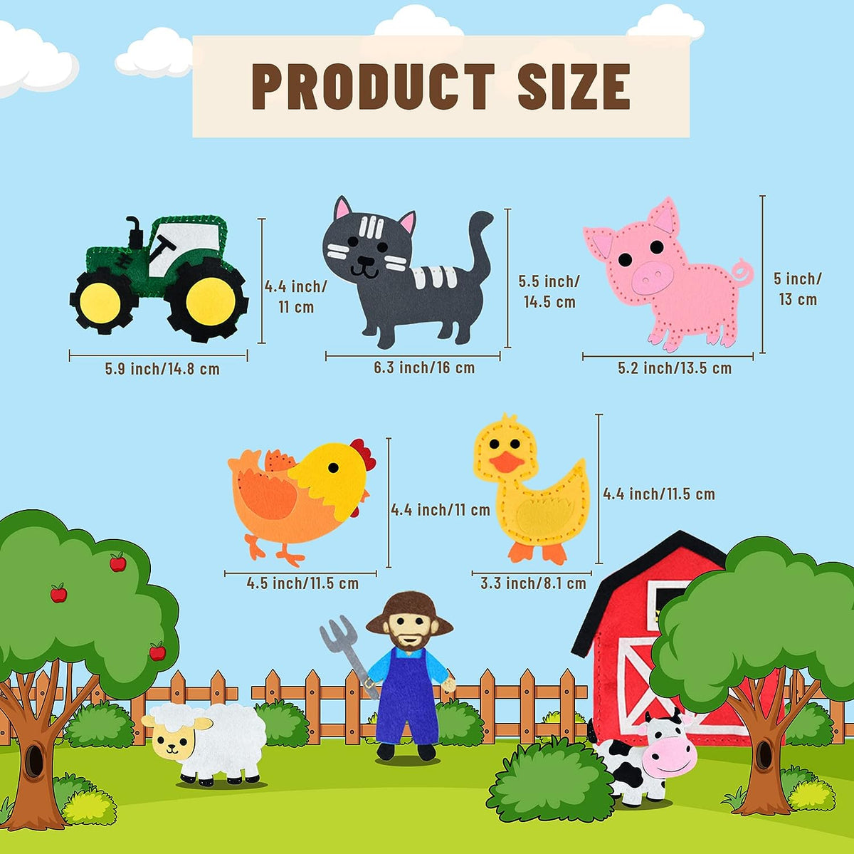 Sewing Kit for Kids,Farm Animals Crafts Sew Projects for Sewing Beginner, 12pcs Plush Animals Sewing Kit for Girls 7 8 9 10 11 12 Years