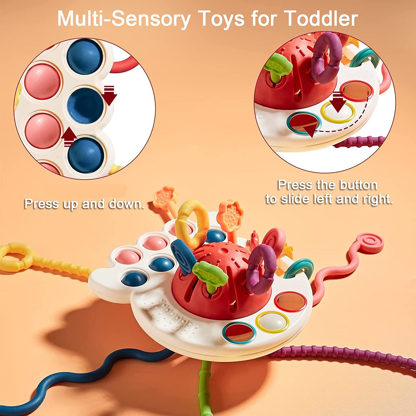 INvench Baby Toys 6-12 Months,Pull String Teething Sensory Toys for 1 Year Old Christmas Gifts