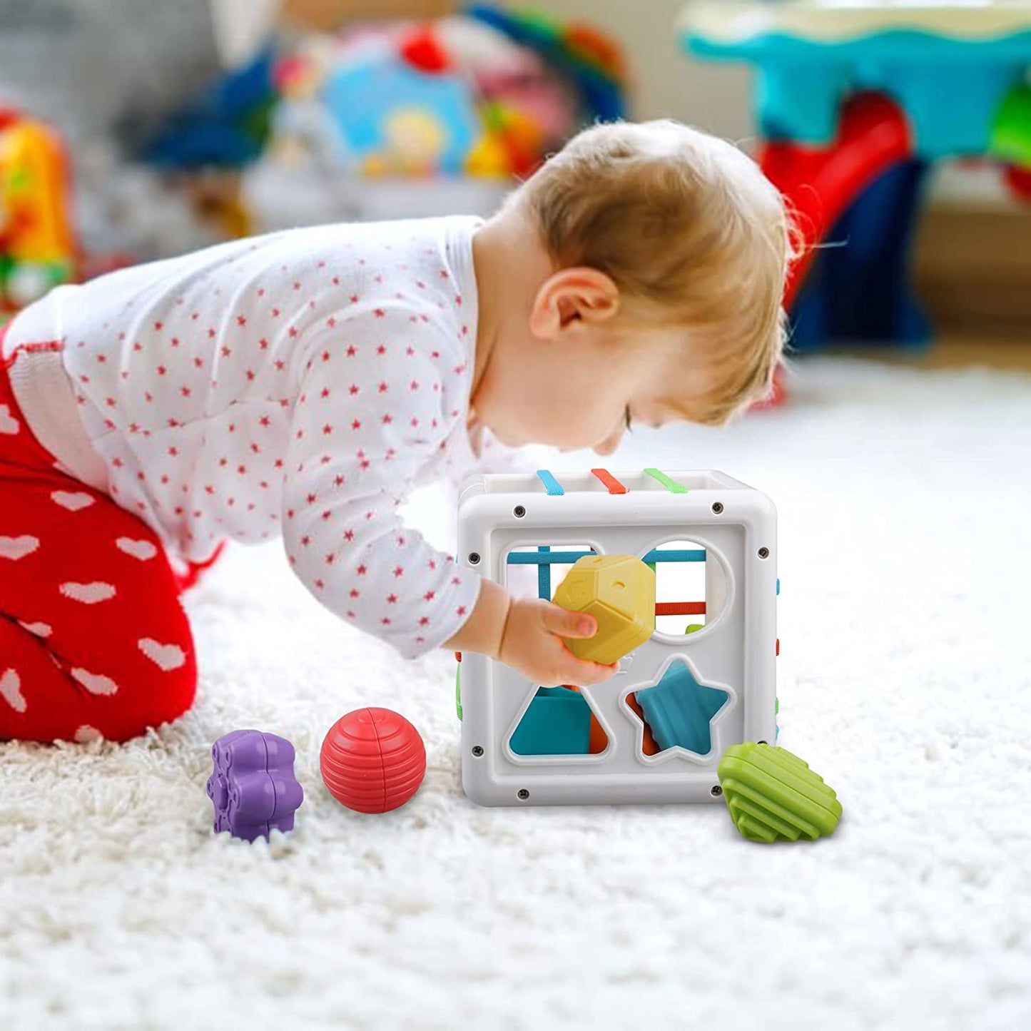 Baby Toys 6-12 Months, Shape Sorter Blocks Toy,Montessori Learning Toys for 1 Year Old Boys Girls Christmas Easter Toy Gifts
