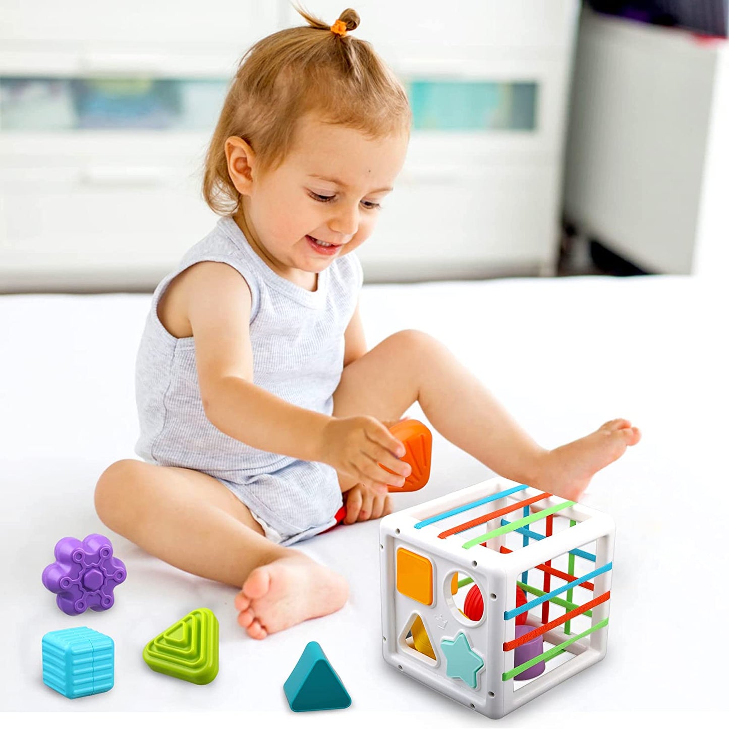 Baby Toys 6-12 Months, Shape Sorter Blocks Toy,Montessori Learning Toys for 1 Year Old Boys Girls Christmas Easter Toy Gifts