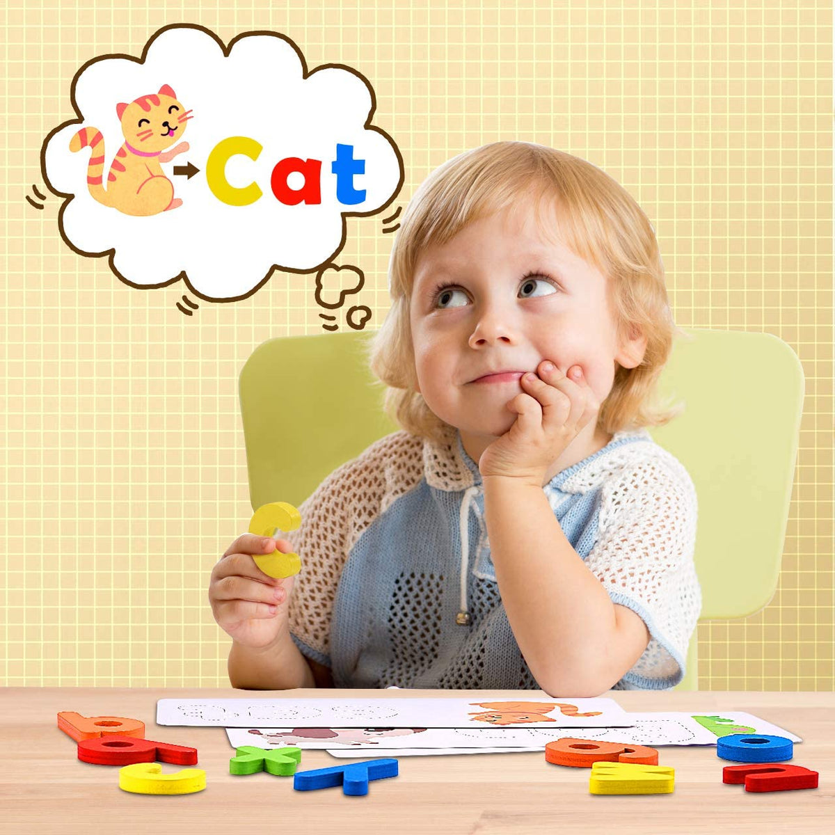 Learning Toys for Toddlers, Alphabet Flash Cards Matching Game Toys Educational Toy for Kids 3 4 5 Year