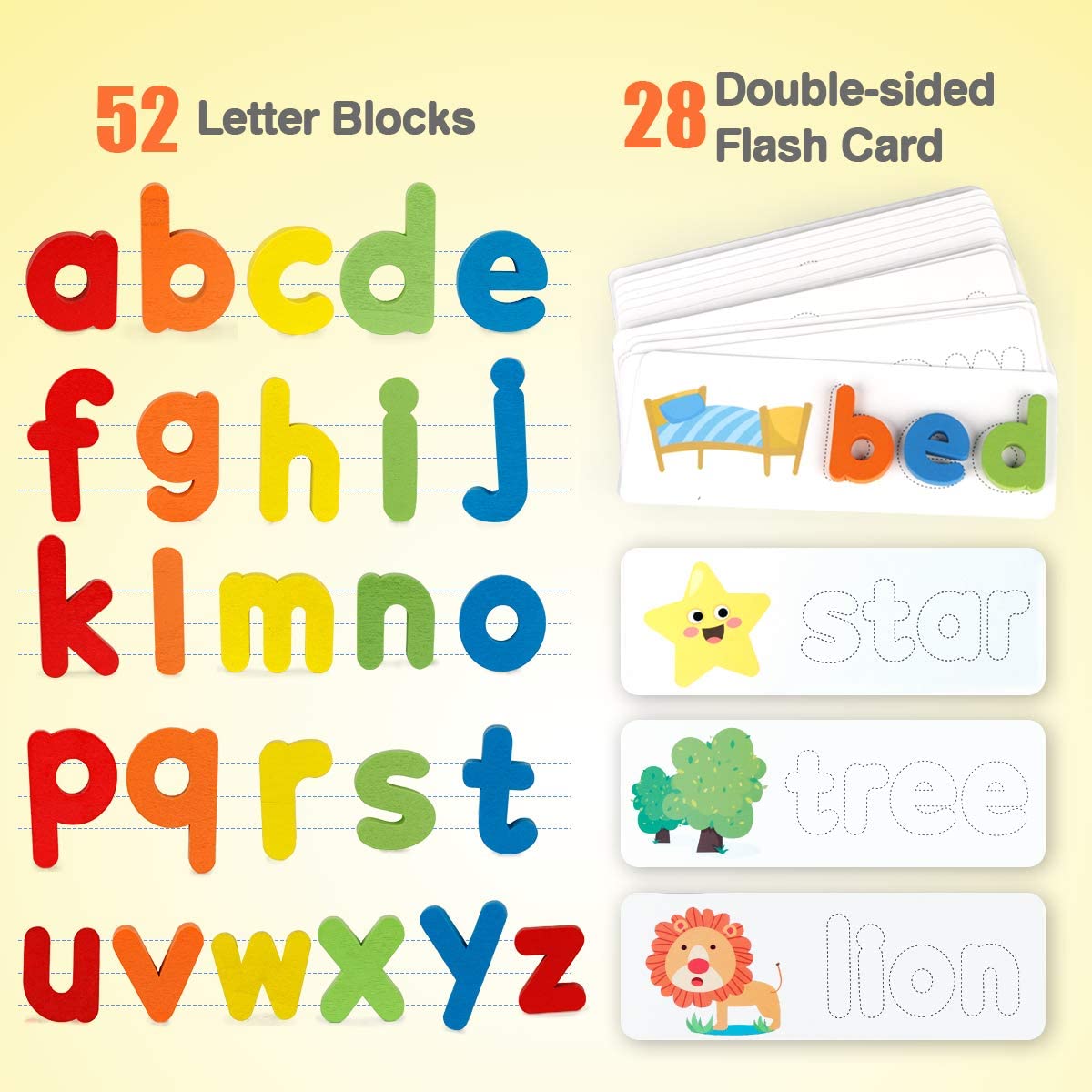 Learning Toys for Toddlers, Alphabet Flash Cards Matching Game Toys Educational Toy for Kids 3 4 5 Year