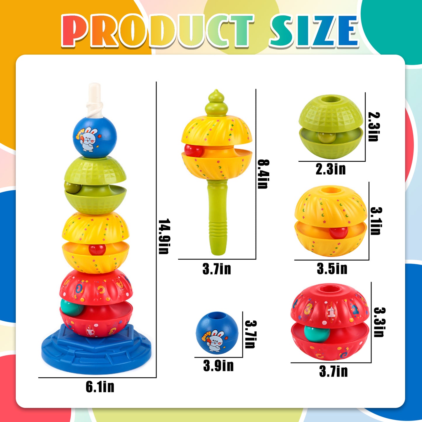 Baby Toys for 12-24 Months, Montessori  Spinning Stacking Toys for 1 Year Old, Shape Sorter Toy for Toddlers 1-3, Learning Toys for 1 2 3 Year Old Boys Girls