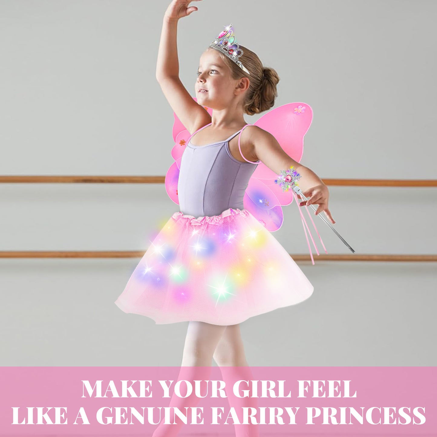 Style-Carry Princess Toys for Toddler Girls 3 4 5 6 Year Old, Princess Dress Up for Girls 3-6, Light Up Butterfly Wings Toddler Toys Age 2 3 4 5 Girls