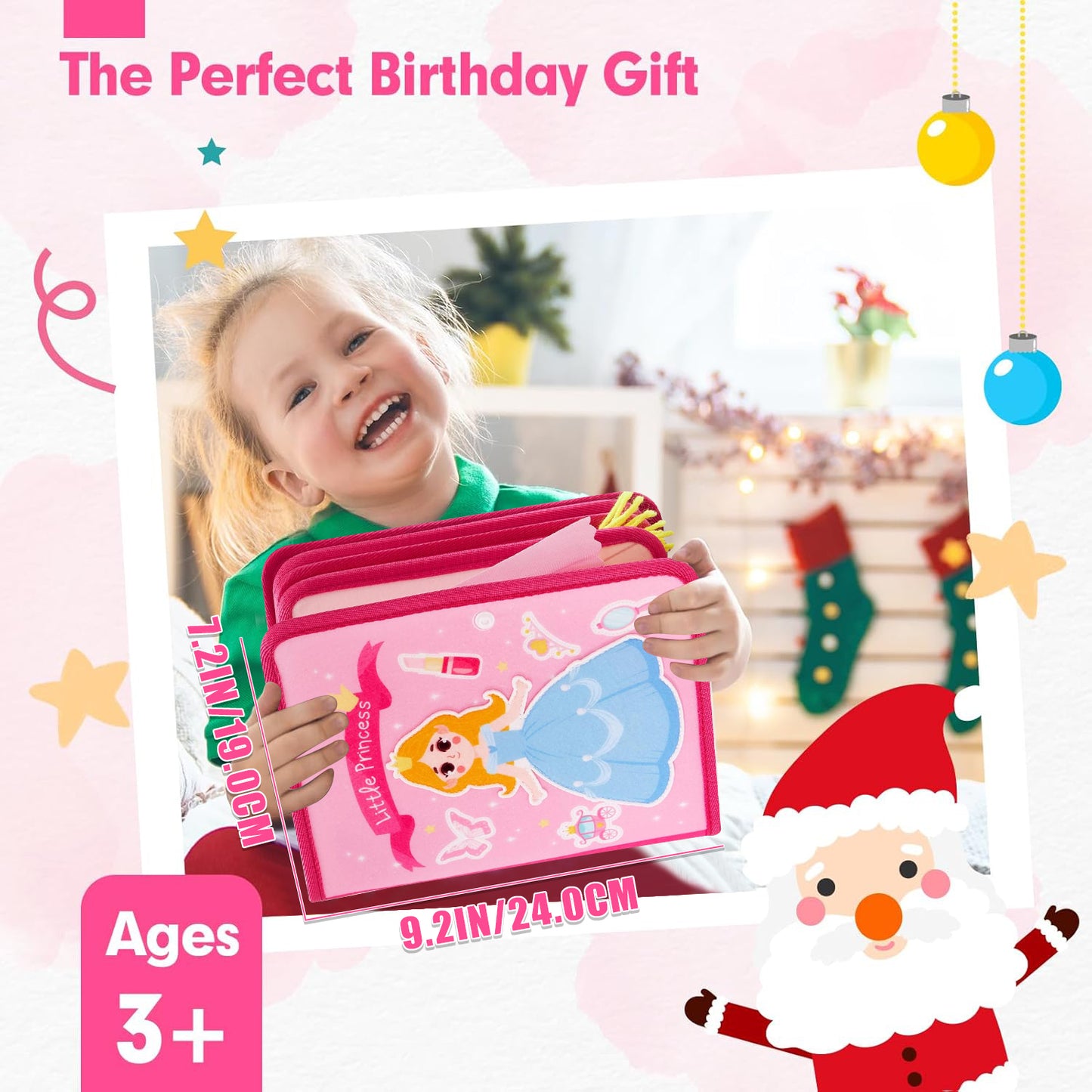 Busy Board Princess Toy for Toddlers 1-3, Montessori Toys for 1 2 3 4 Year Old Girls, Preschool Learning Toy for Kids Girls 2-4