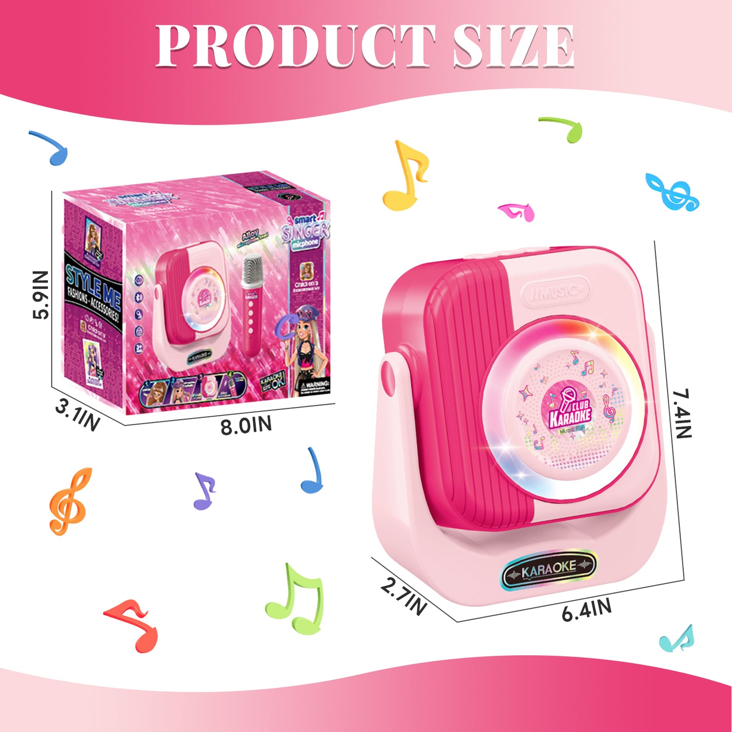 Singing Microphone Toys for Girls 3-6 Years, Kids Microphone Girls Toys 4 5 6 7 8 9 Year Old, Birthday Gifts for Girls Age 3+