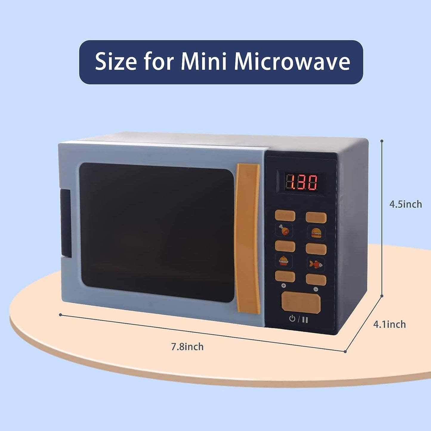 Style-Carry Kids Microwave Toy, Toy Kitchen Appliances, Play Kitchen Accessories and Play Food for Toddlers 3-8 Year Old Girls Boys (Blue)