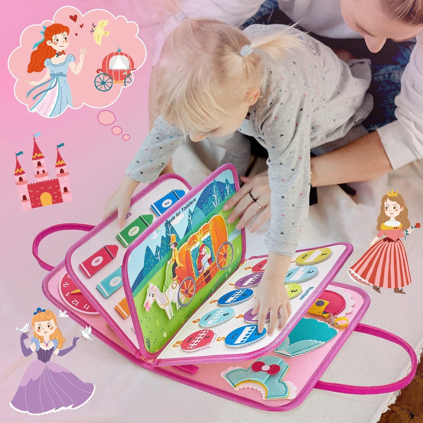 Montessori Toys for Toddler Girls, Busy Board Toys for Toddlers 1-3, Learning Educational Toys for 1 2 3 Year Old Girls, Birthday Gifts for 1 2 3 Year Old Girls