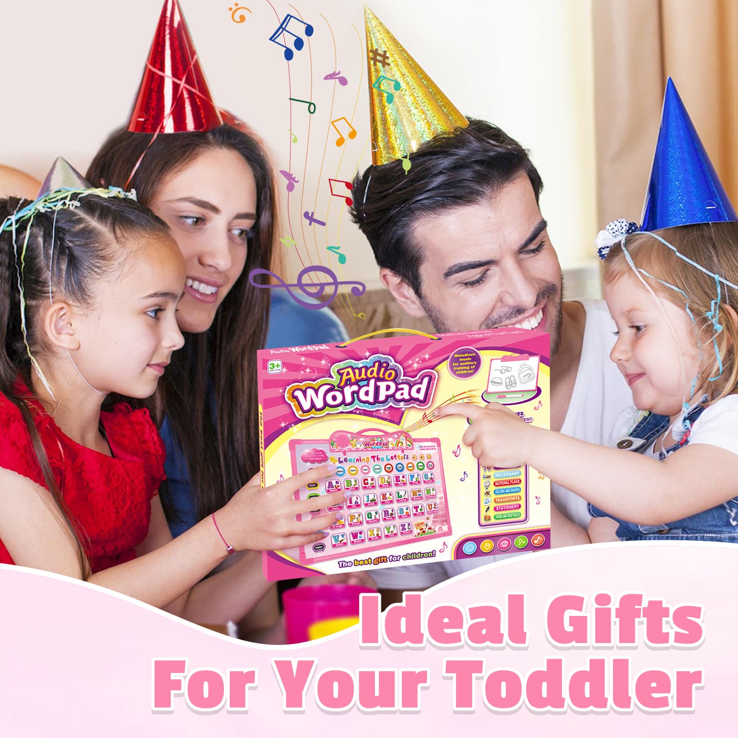 Kids Tablet Toy for 1 2 3 Years Old Boys Girls, Educational Learning Toys for Toddlers 1-3 Girls, Interactive Toy Tablet with Music & Sound, Birthday Gifts Toddler Toys for 2 3 4 5+ Years Old Boy Girl