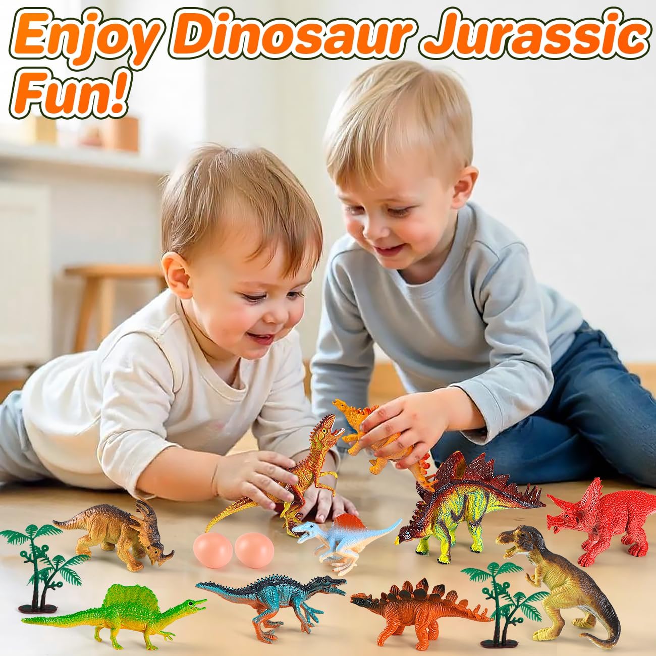 Style-Carry Dinosaur Toys for Kids 3-6 Years, 54Pcs Dinosaurs Figures&Trees&Fence, Dino Toy Gift for Toddler Boys Girls Ages 3 4 5
