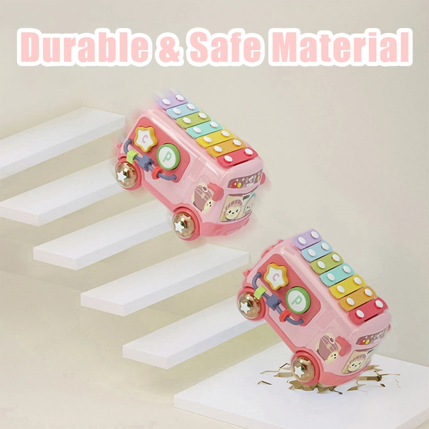 Sytle-Carry Toys for 1 Year Old Girls Boys, Toddler Music Bus Toy, Preschool Educational Toys for 18+ Month Baby