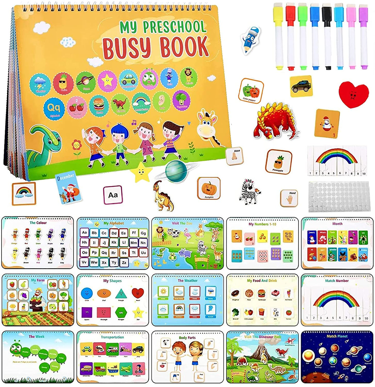 Montessori Learning Toys for Toddlers 2-4, Educational Busy Books for Kids Aged 3 4 5 Years Old